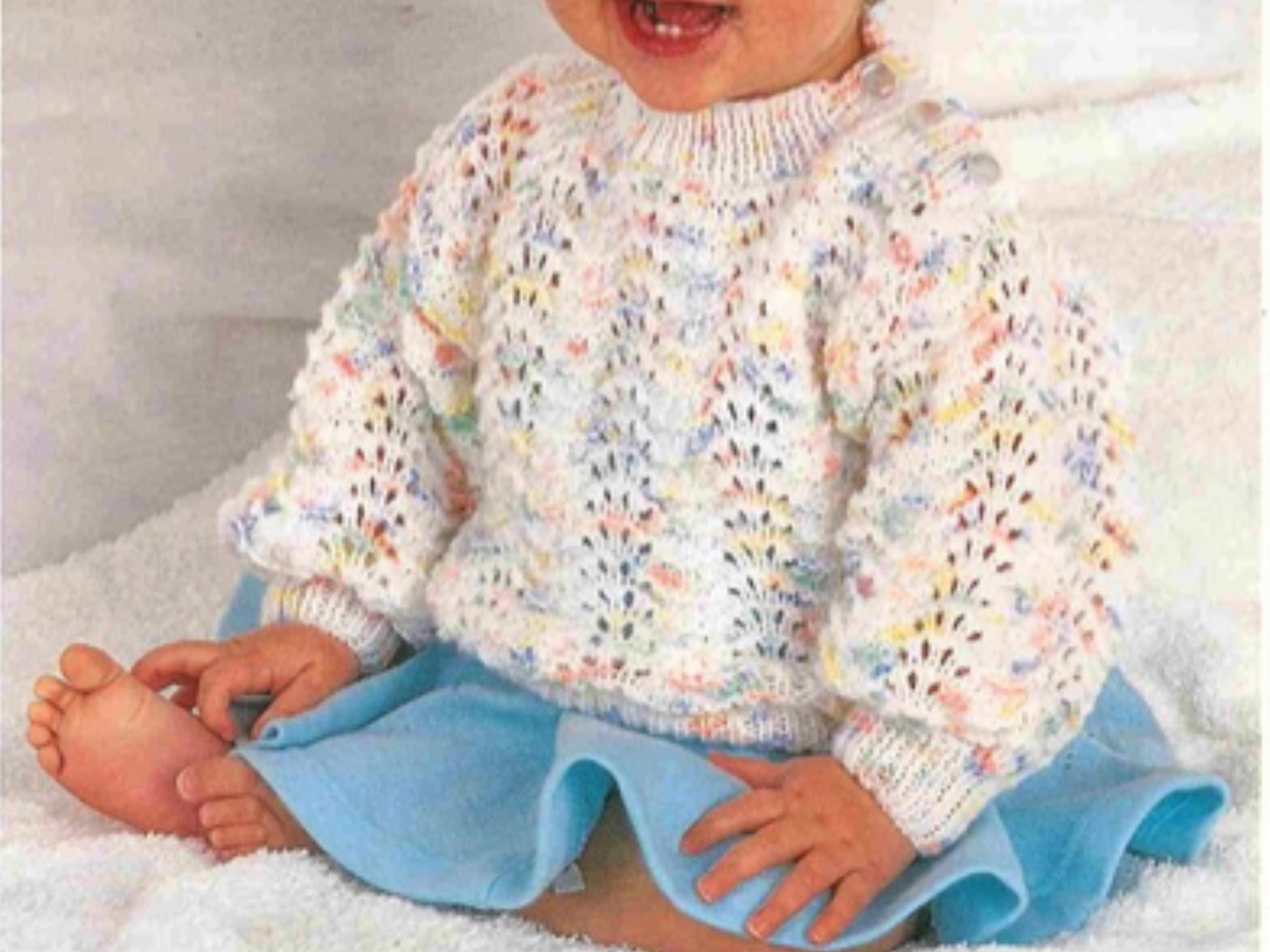 Feather and fan Baby Cardigan Sweater Knitting Pattern (PDF Download)