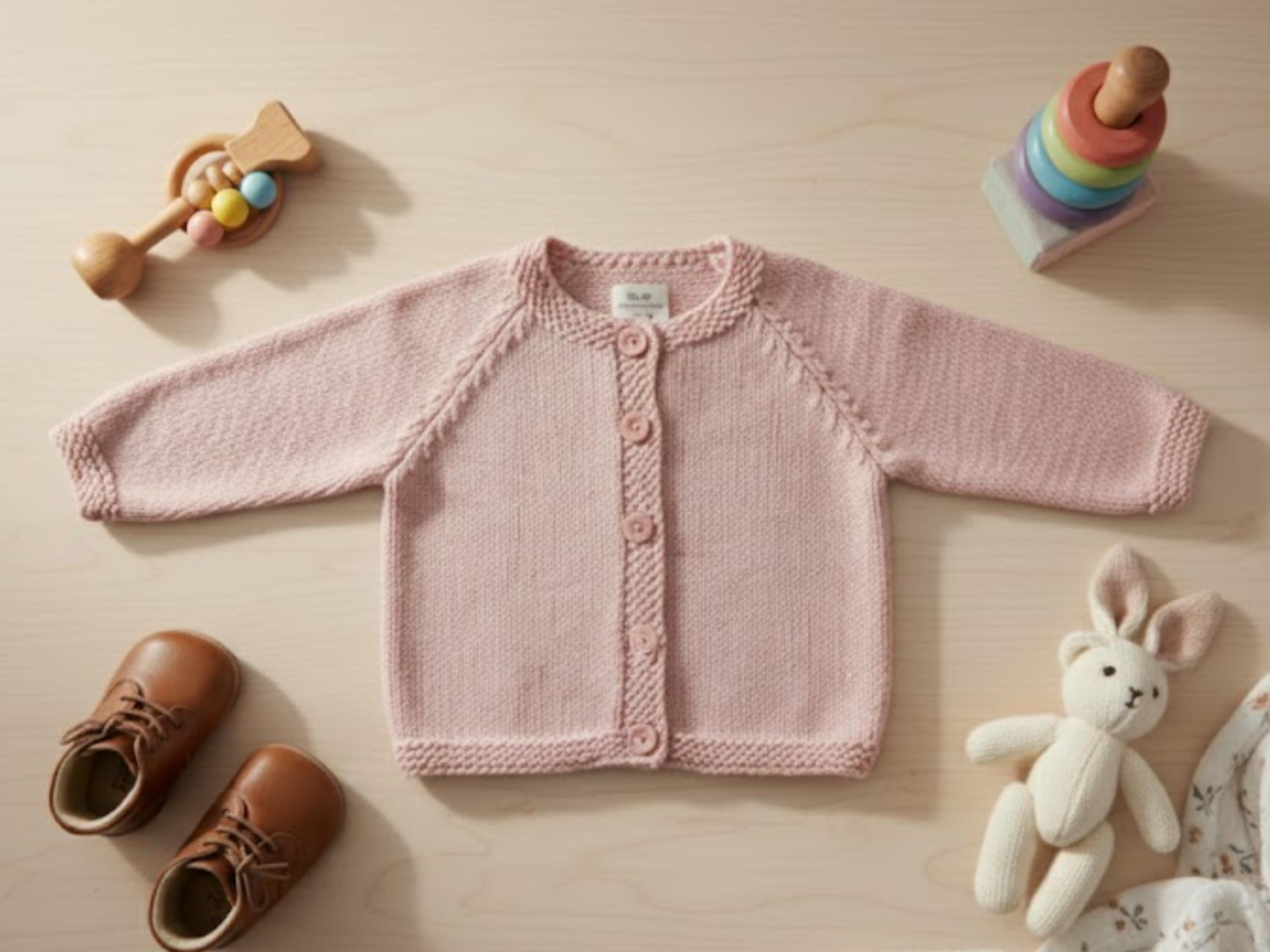 Easy Baby Cardigan Knitting Pattern – Unisex Moss Stitch Jacket (PDF Download)