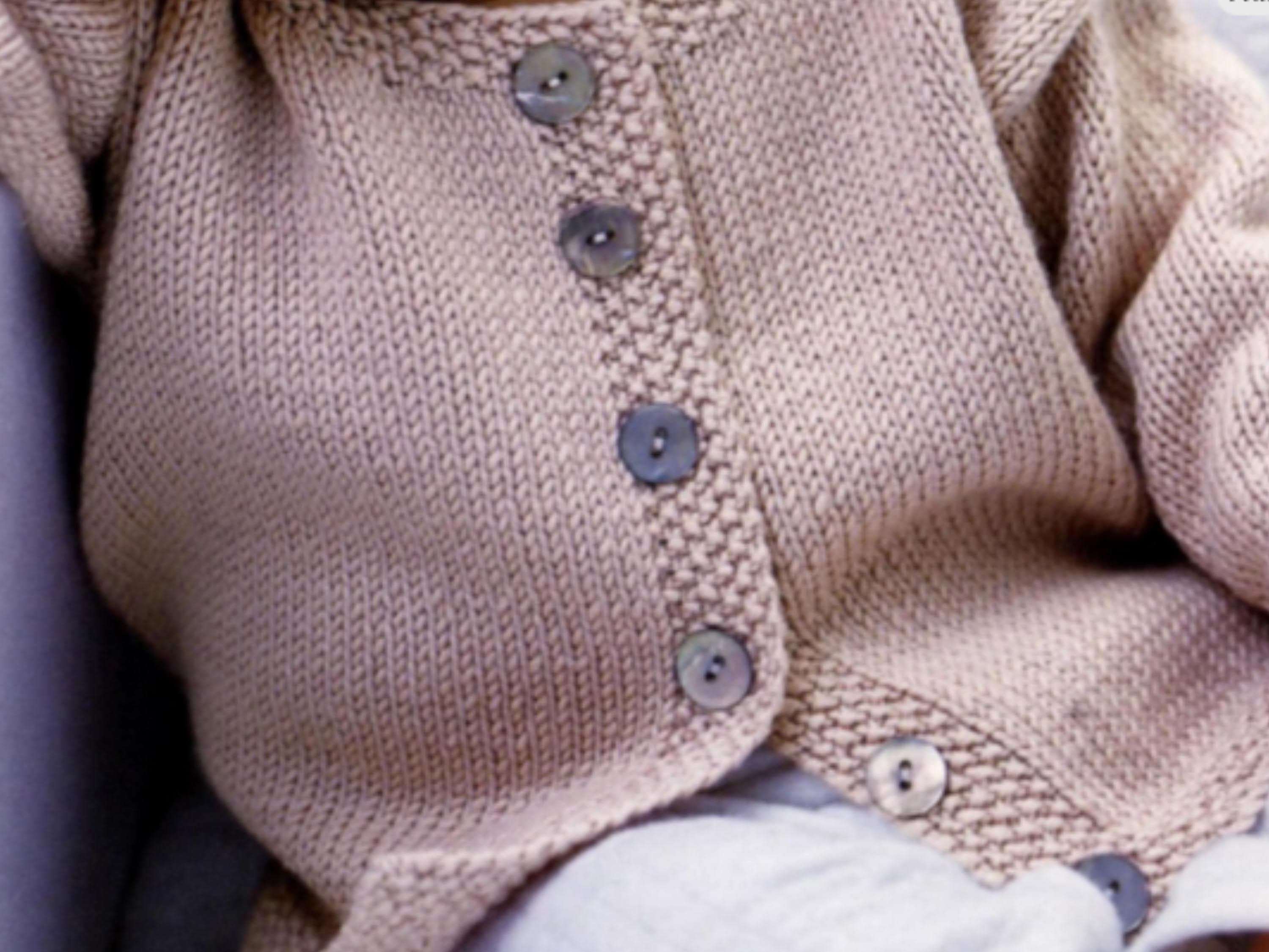 Easy Baby Cardigan Knitting Pattern – Unisex Moss Stitch Jacket (PDF Download)