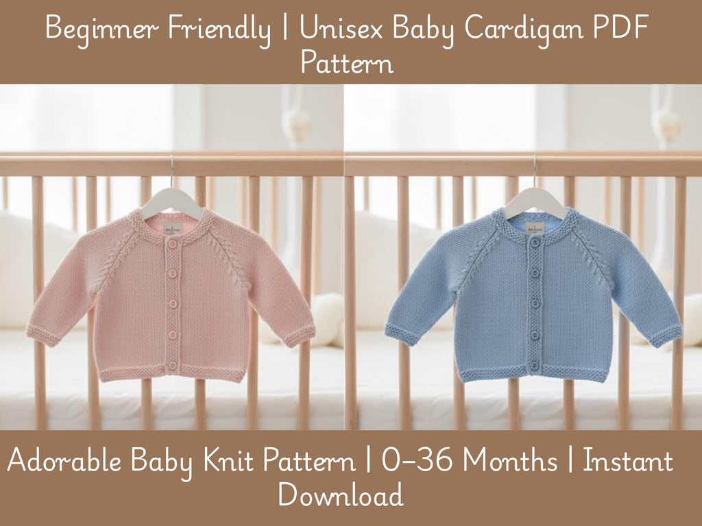 Easy Baby Cardigan Knitting Pattern – Unisex Moss Stitch Jacket (PDF Download)