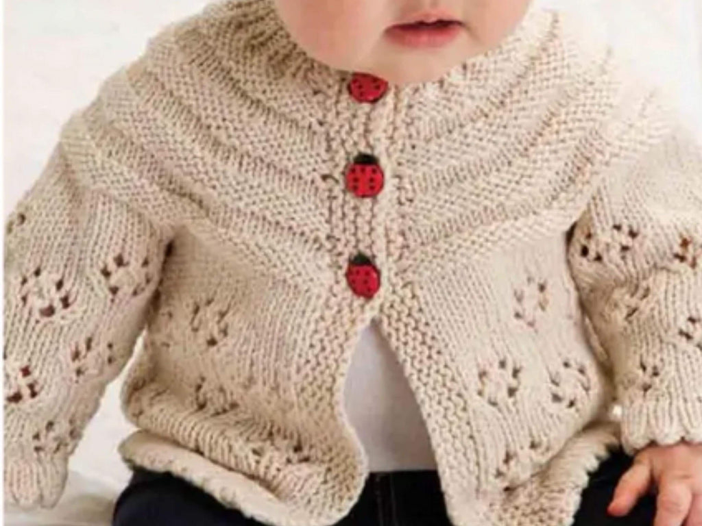Baby knitting pattern pdf-Lace Baby Cardigan & Hat Knitting Pattern – Aran Yarn (PDF Pattern)