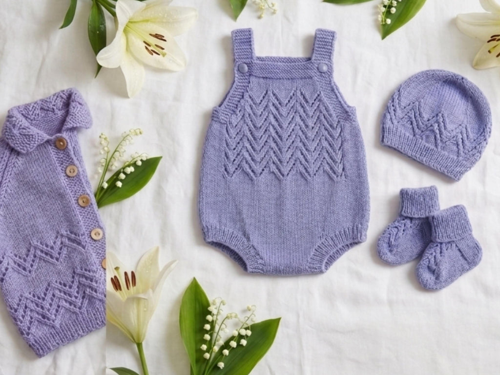 RETIREMENT SALE *Easy Knit Baby Romper Cardigan Sweater Knitting Pattern  Hat & Bootees 4ply 2-12 months
