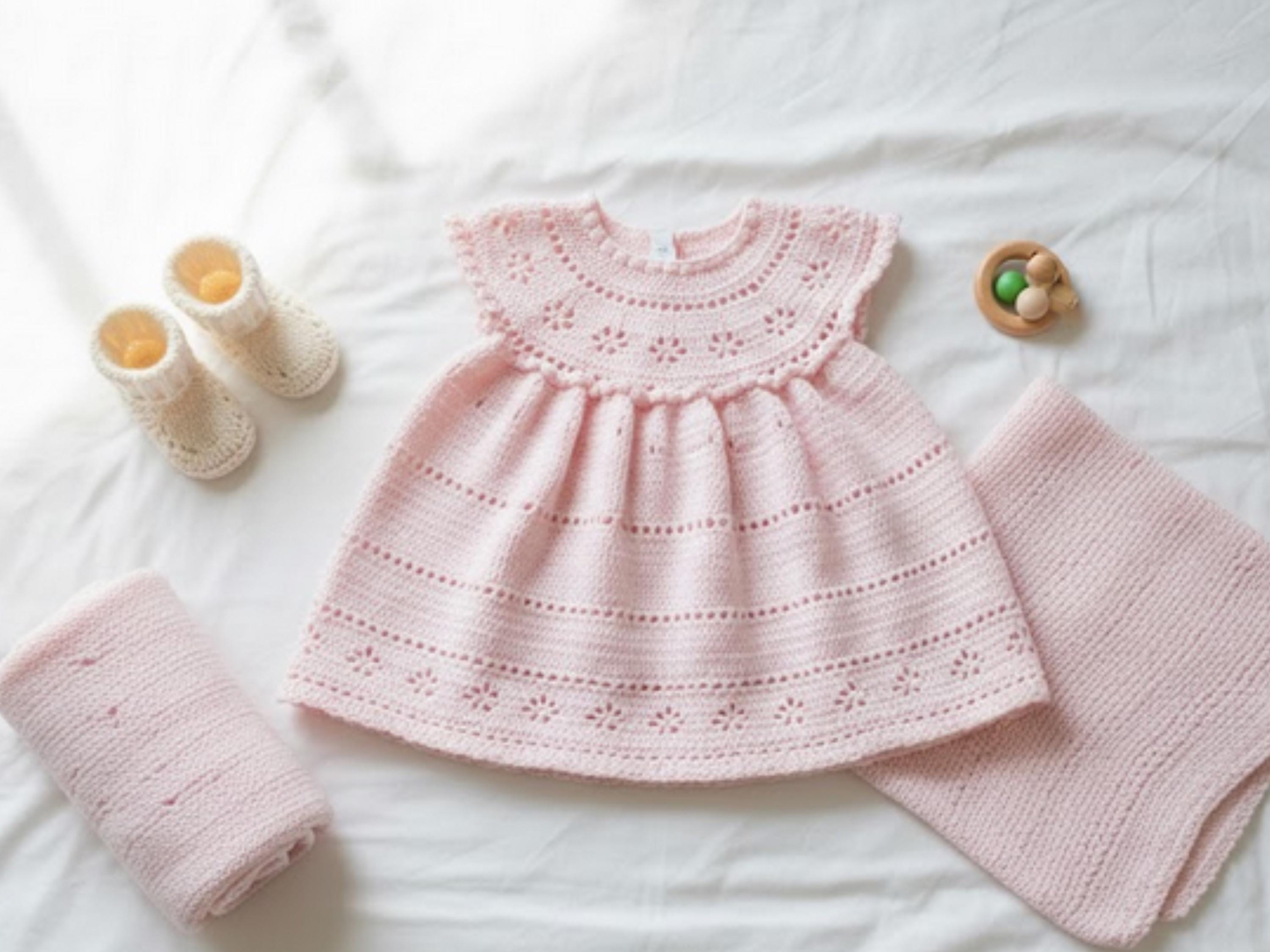 Vintage Crochet Baby Dress and Shoes Pattern – Flower Lace, T-Bar Style (PDF Download)