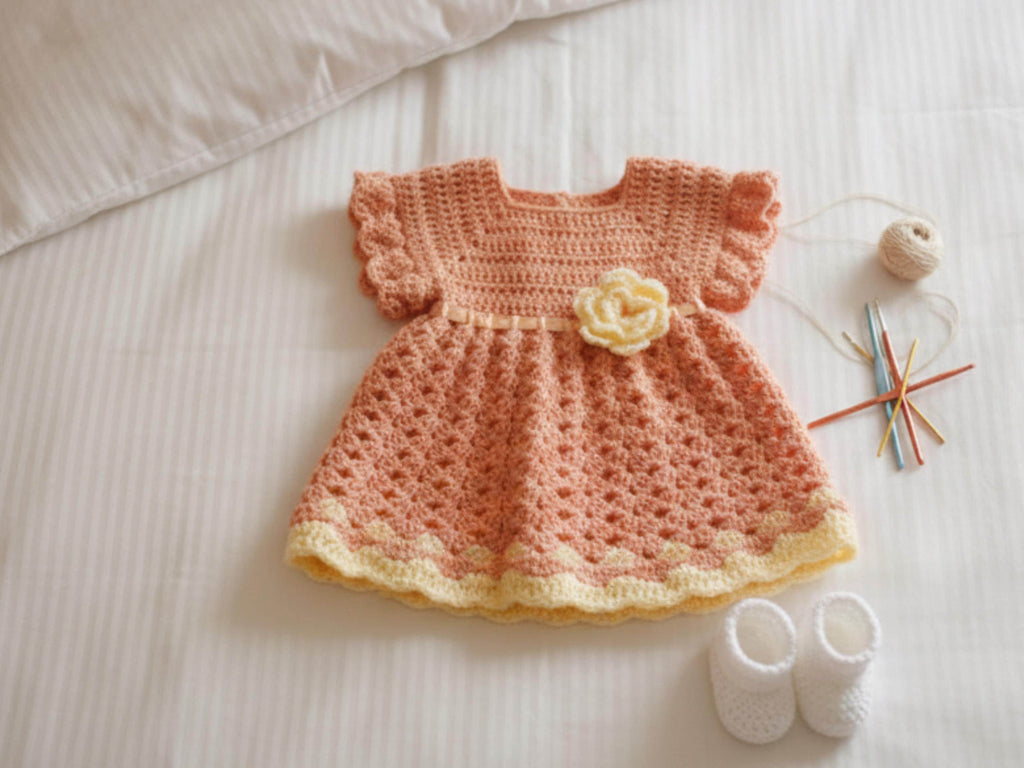Vintage Baby Dress Crochet Pattern – Flower Lace, 0-12 Months (PDF Download)