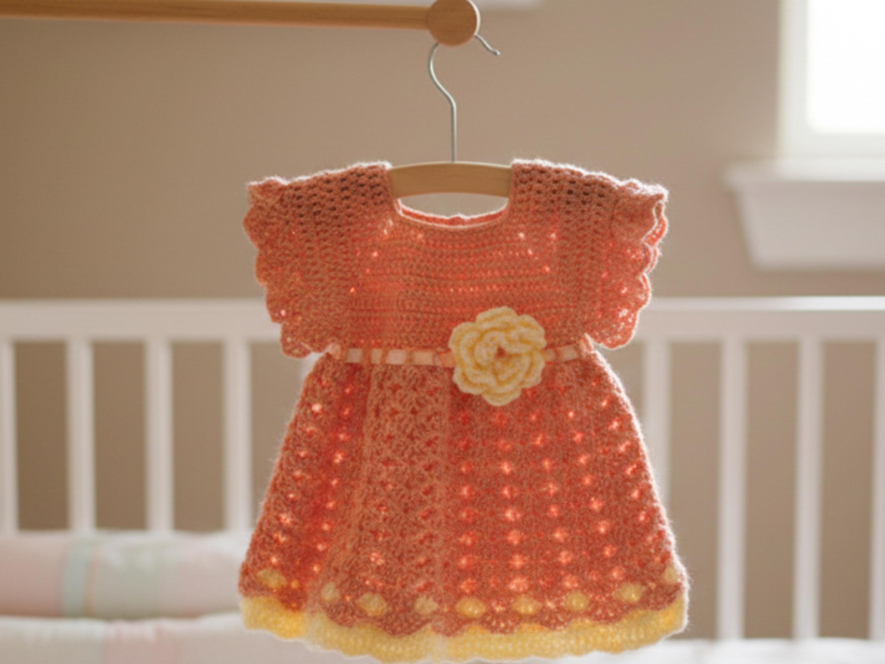 Vintage Baby Dress Crochet Pattern – Flower Lace, 0-12 Months (PDF Download)