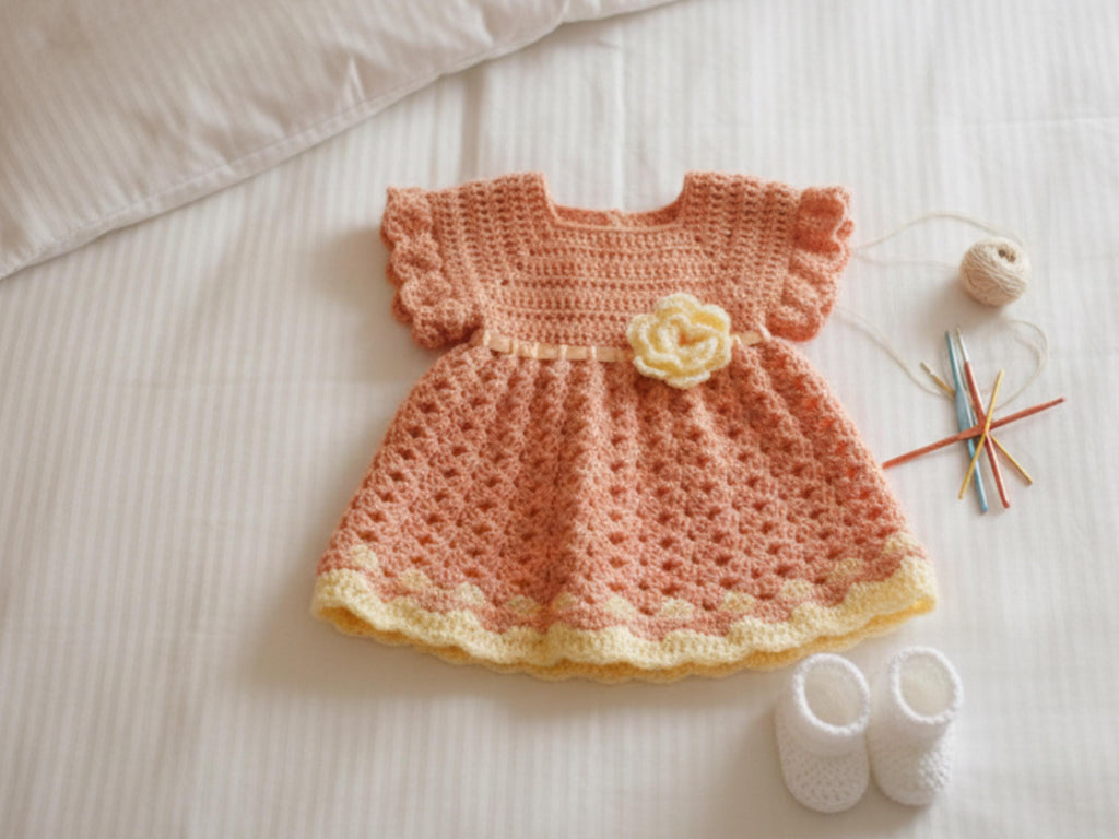 Vintage Baby Dress Crochet Pattern – Flower Lace, 0-12 Months (PDF Download)