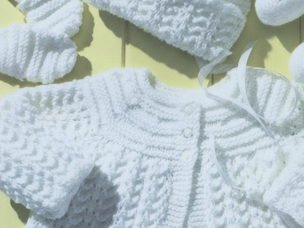 SALE *Baby Knitting Pattern PDF - Matinee coat/Jacket, Mitts, Bonnet and Booties DK
