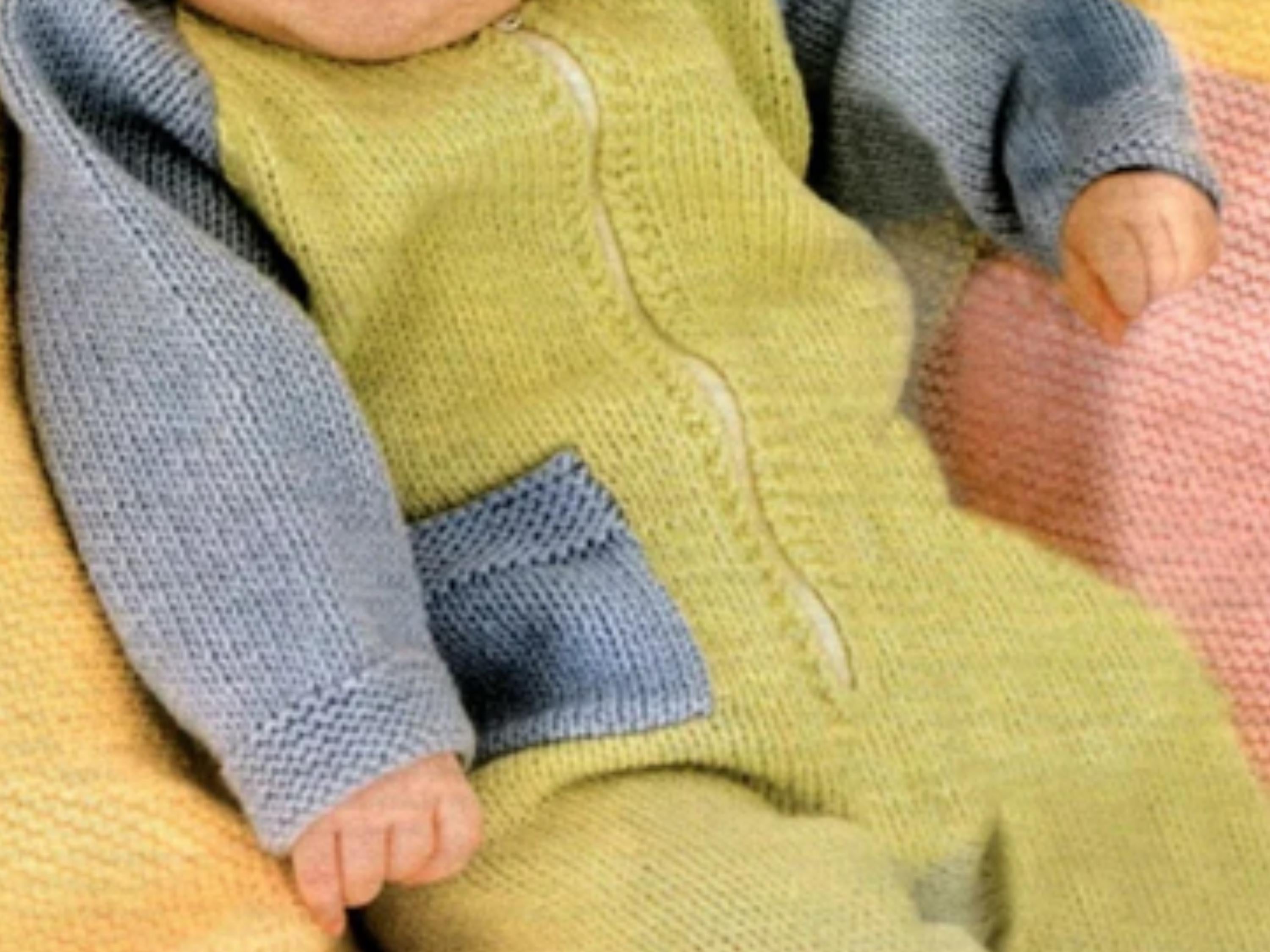 Baby Romper Sleepsuit Knitting Pattern, DK Jumpsuit,Sleeping bag all in one    (PDF Pattern