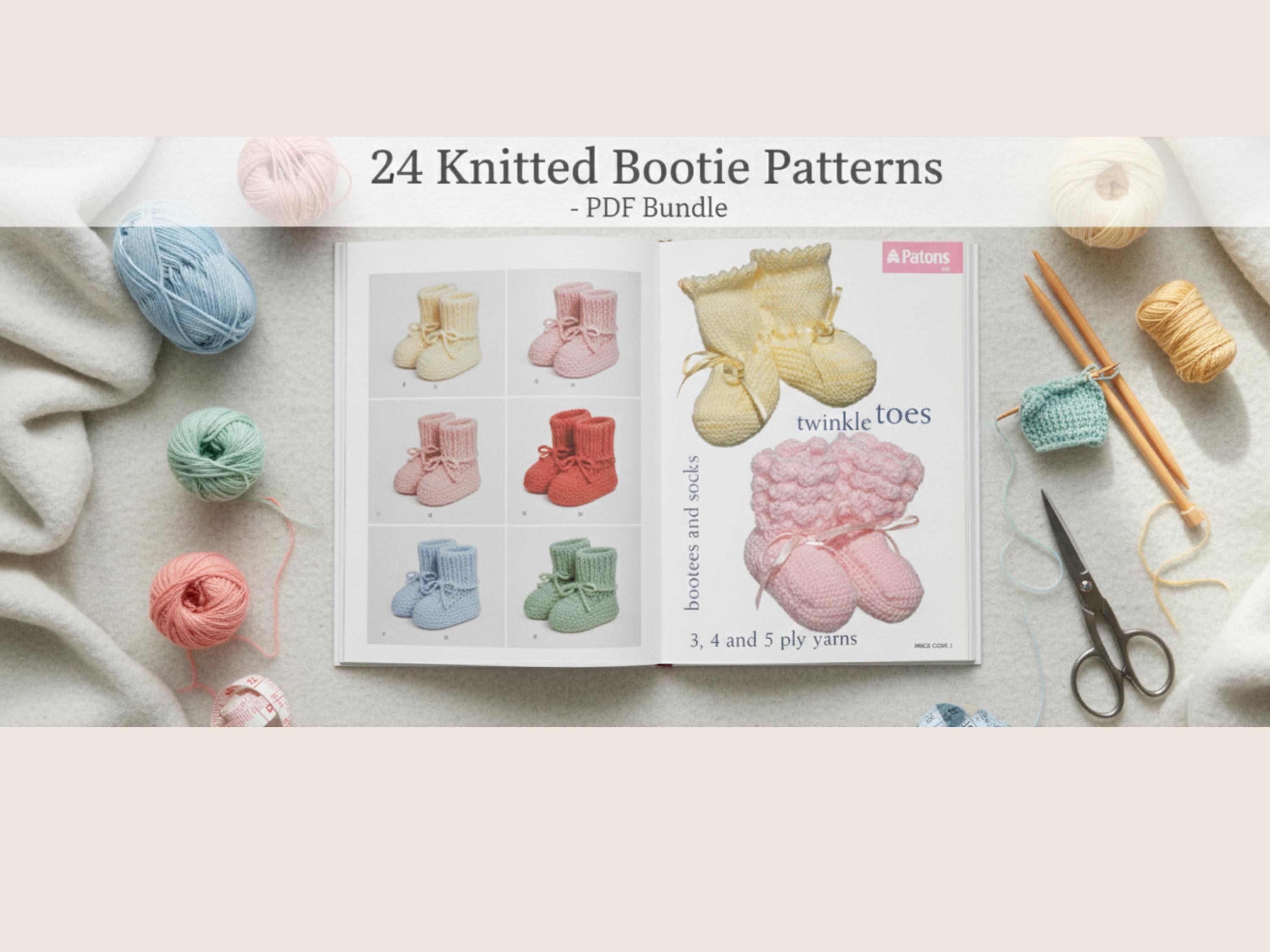 RETIREMENT SALE *24 Knitted Baby Booties Patterns Bundle, Beginner Friendly (PDF Download)