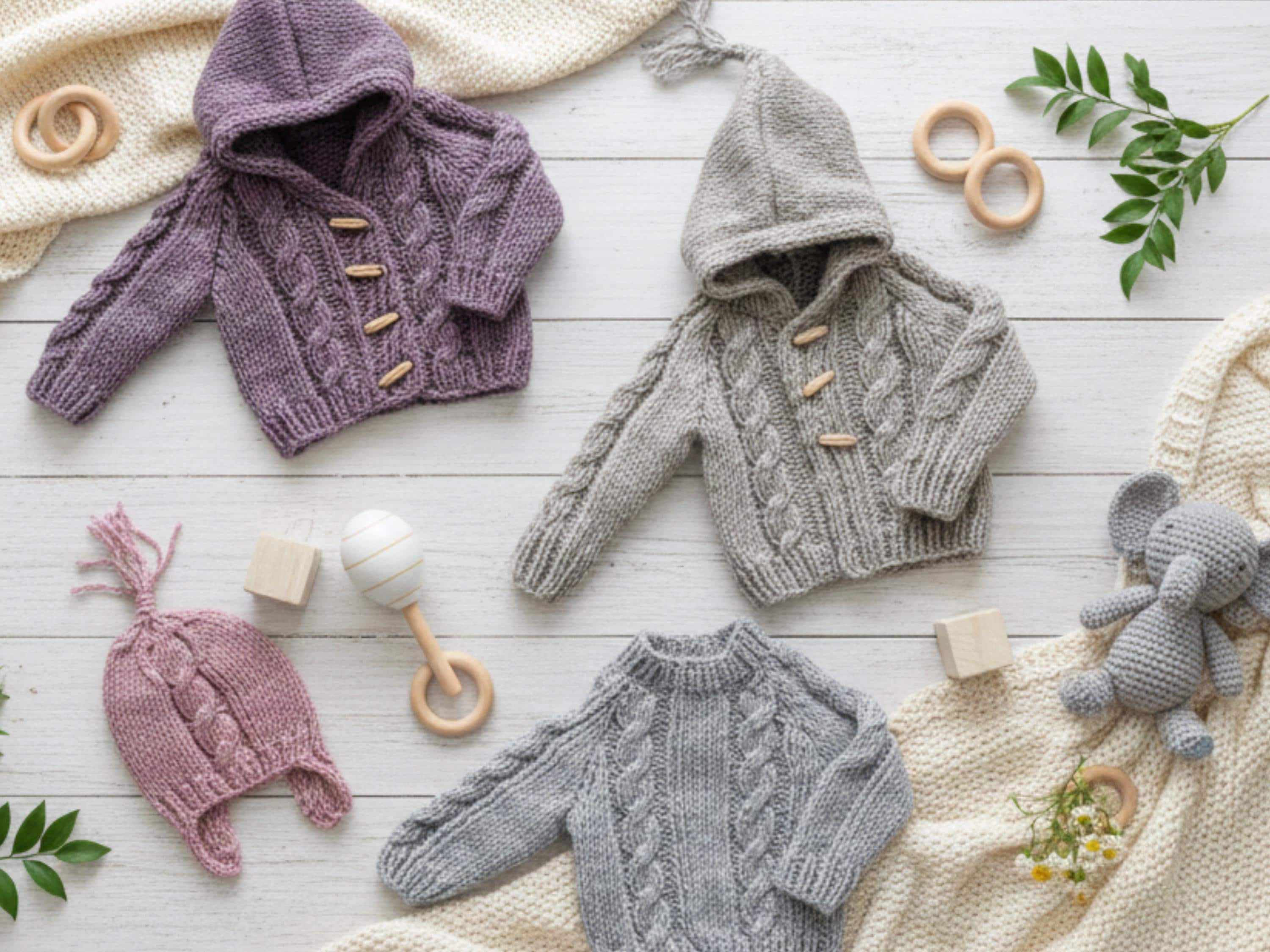 RETIREMENT SALE *Chunky Knit Baby Jacket Pattern | Vintage Style Hooded Sweater, Cardigan, Hat (PDF Download)