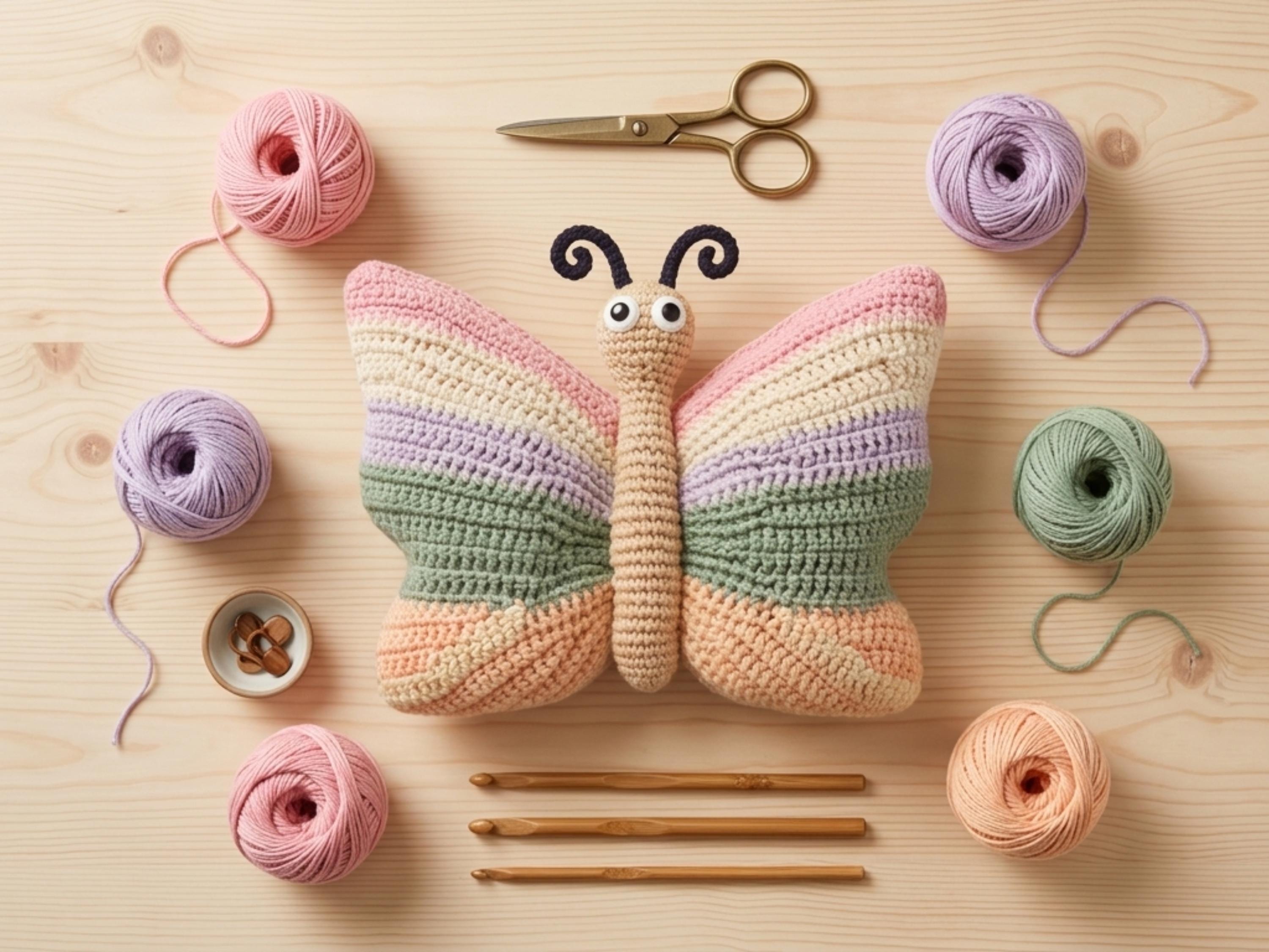 Crochet Butterfly Pillow Pattern, Amigurumi Cushion, Nursery Decor (PDF)