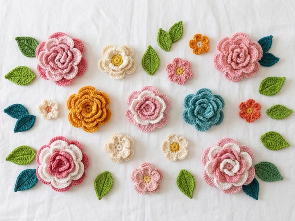 Knitted Flower Appliqué Pattern PDF | Beginner Knitting Project (Digital Download)