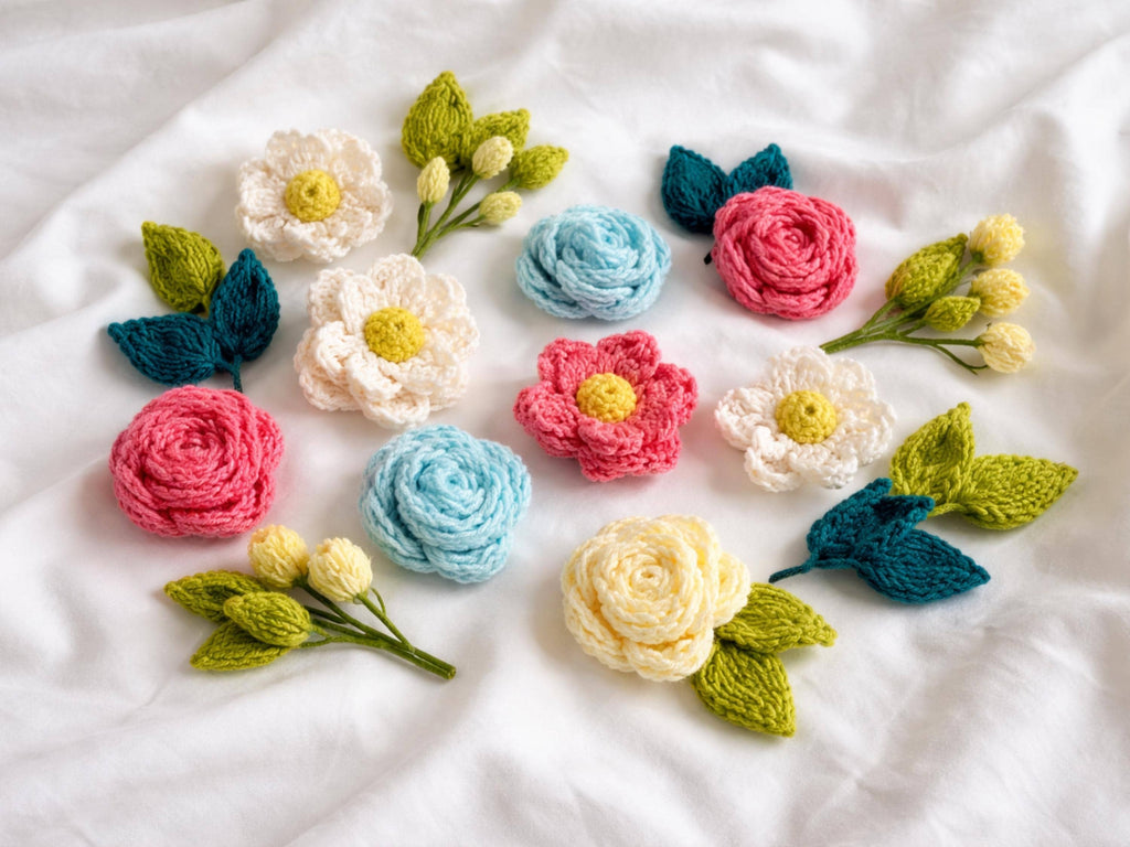 Knitted Flower Appliqué Pattern PDF | Beginner Knitting Project (Digital Download)