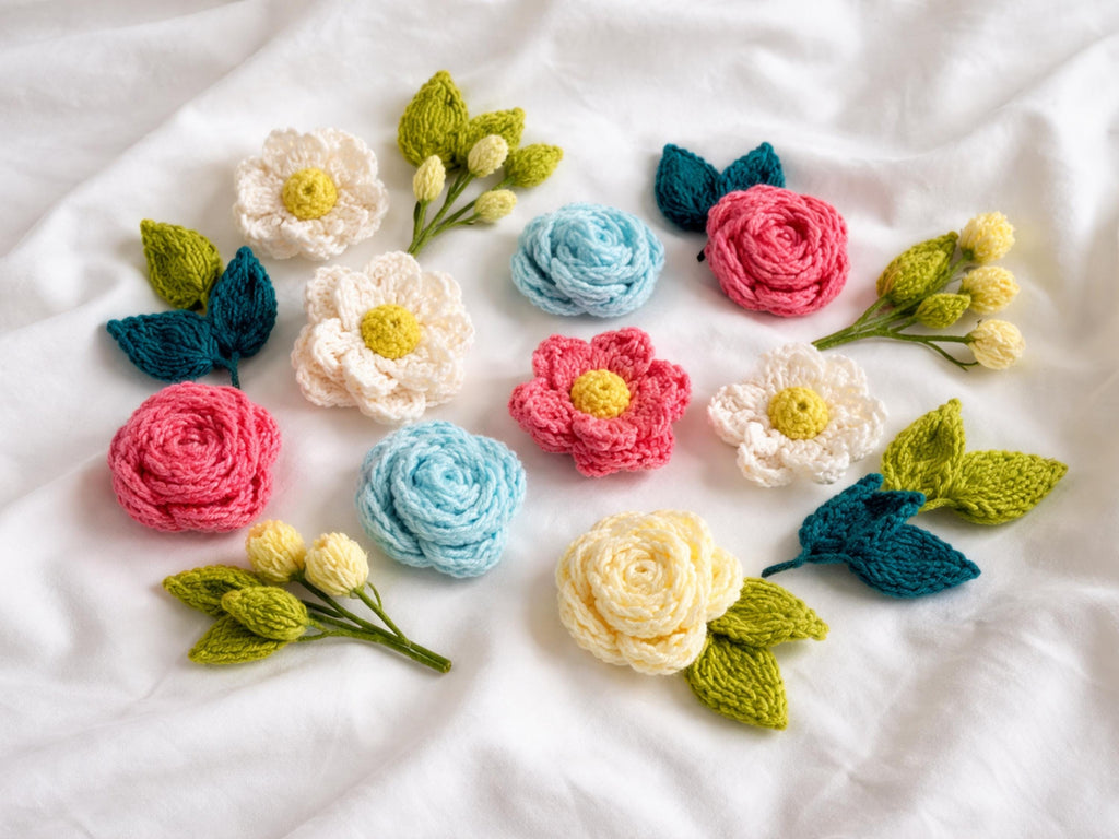 Knitted Flower Appliqué Pattern PDF | Beginner Knitting Project (Digital Download)