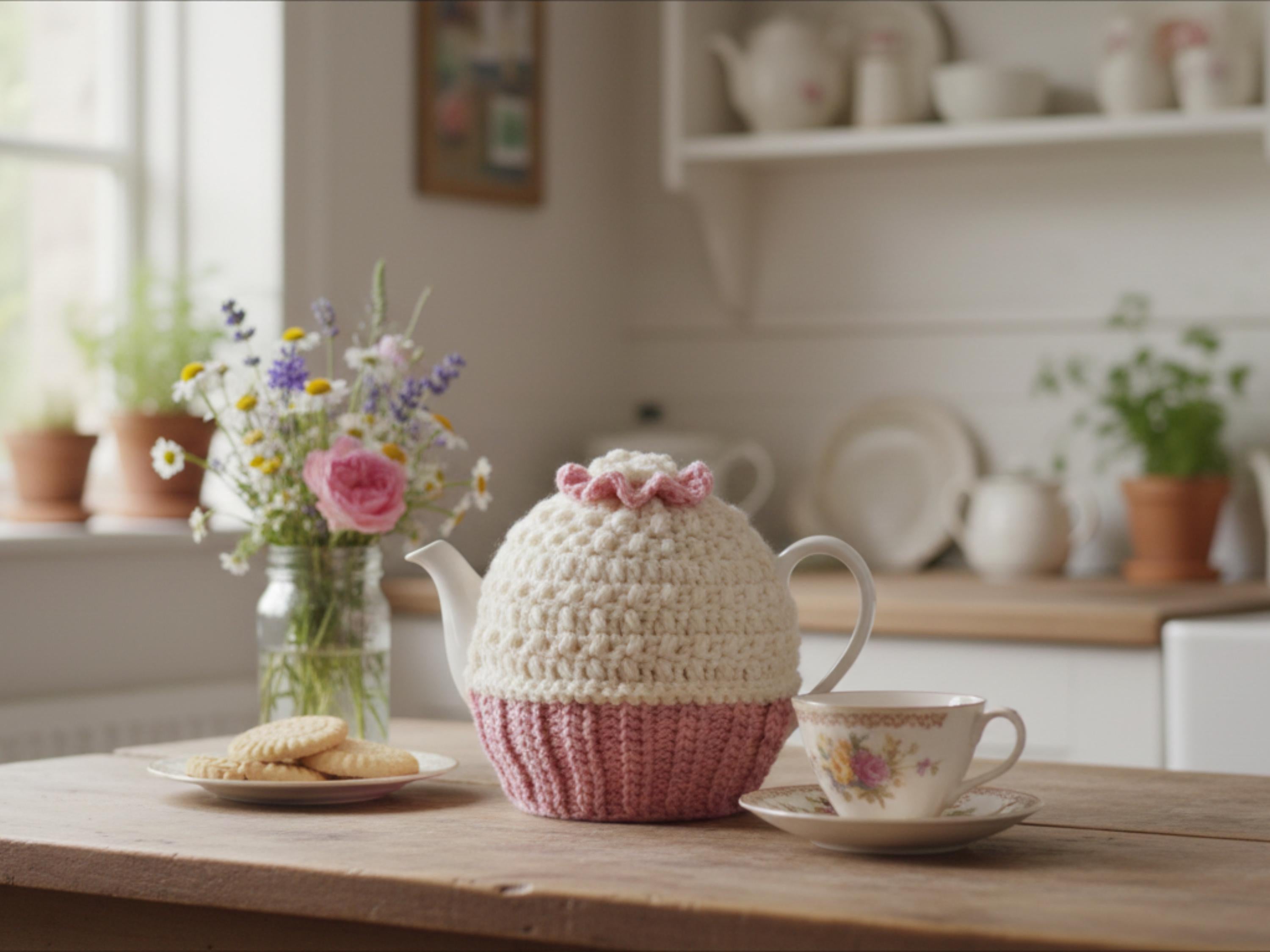 Vintage Shabby Chic Retro Handmade Crochet Tea Cosy pattern-Instant download-Crochet PDF