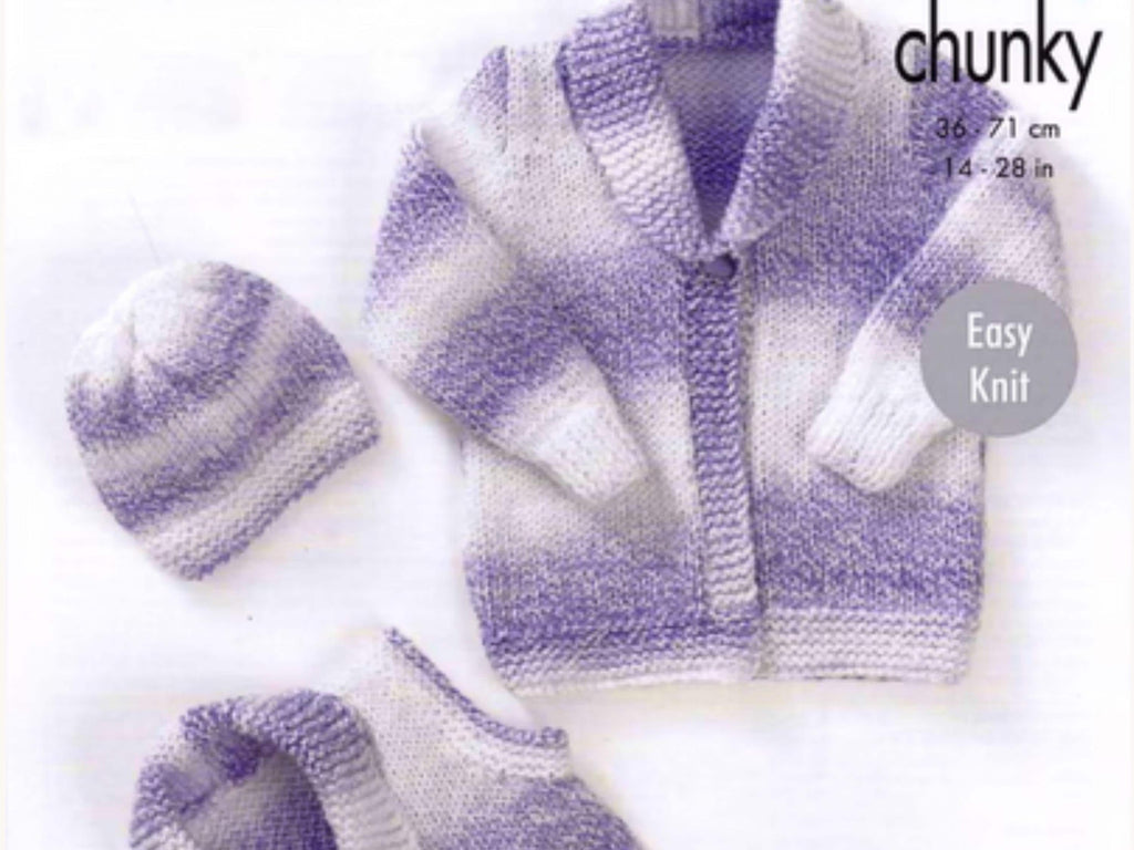 Child's Easy Cardigan Knitting Pattern Cardigan, Waistcoat & Hat Chunky 14-28" (Digital PDF)