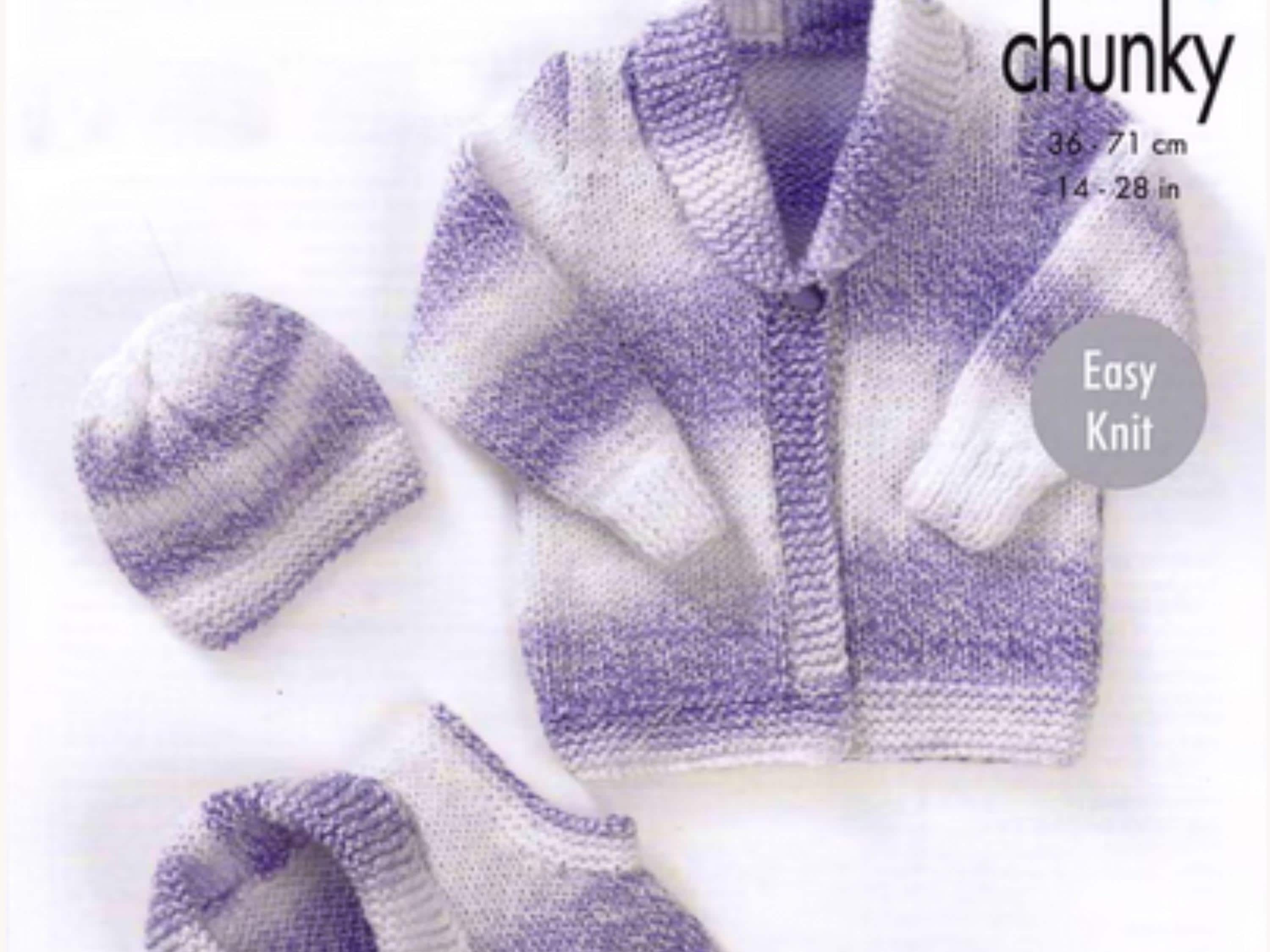 Child's Easy Cardigan Knitting Pattern Cardigan, Waistcoat & Hat Chunky 14-28" (Digital PDF)