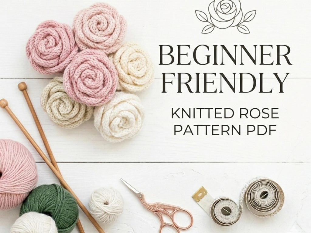 RETIREMENT SALE *Knitted Rose Flower Pattern | Easy Beginner Crochet Tutorial (PDF Pattern)