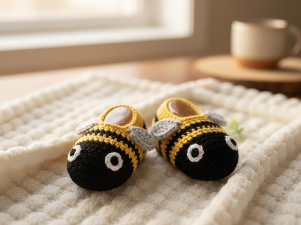 Baby Crochet bee booties pattern-PDF - Instant download-English