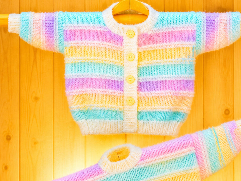Striped Baby knitted Cardigan Sweater Knitting Pattern | Vintage Style, PDF Download