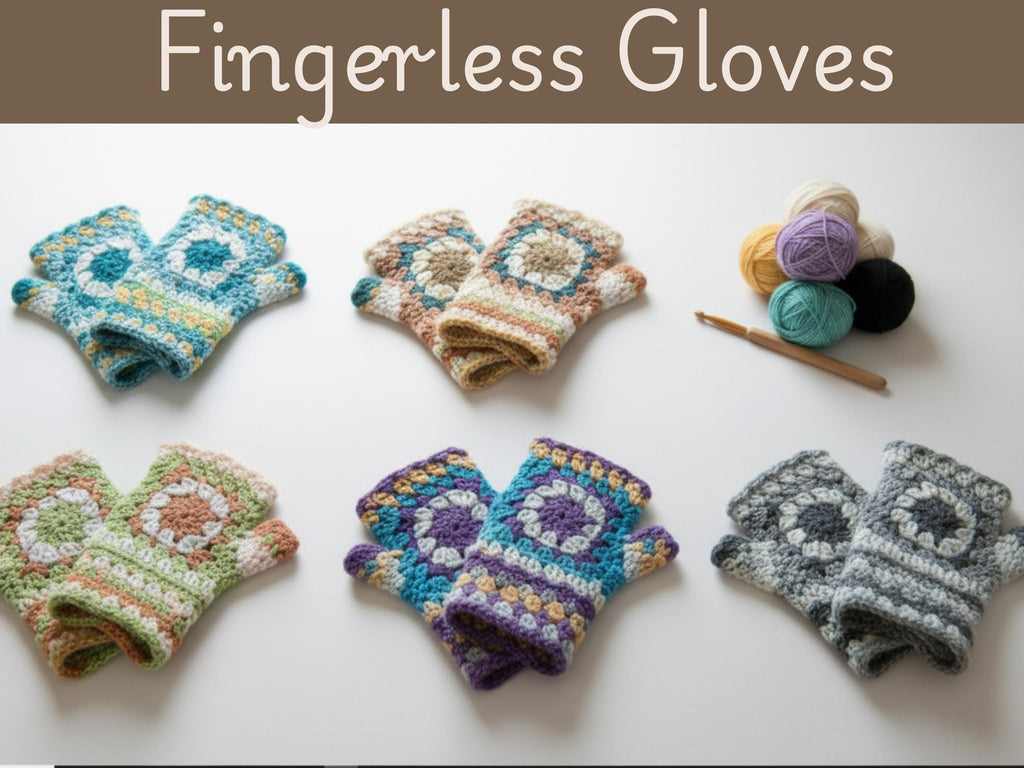 Granny Square Fingerless Gloves Crochet Pattern | Boho Mittens (PDF Download)