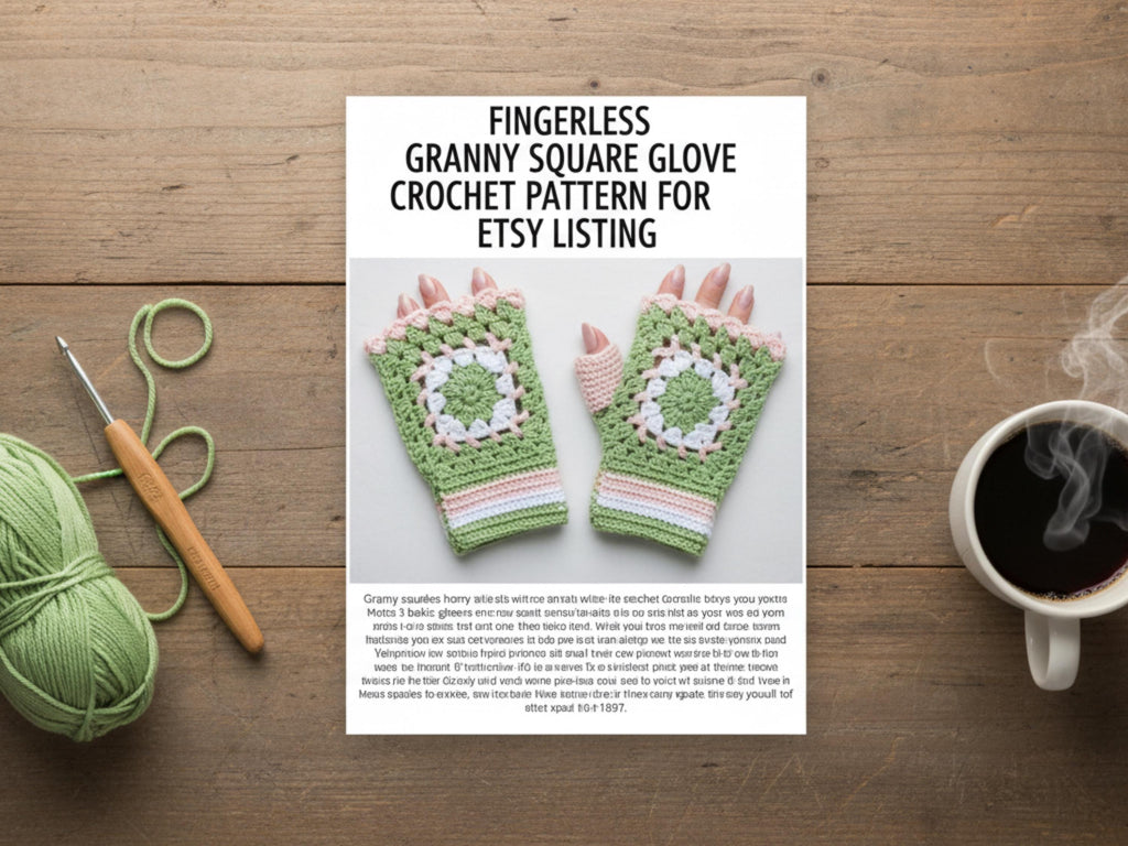 Granny Square Fingerless Gloves Crochet Pattern | Boho Mittens (PDF Download)