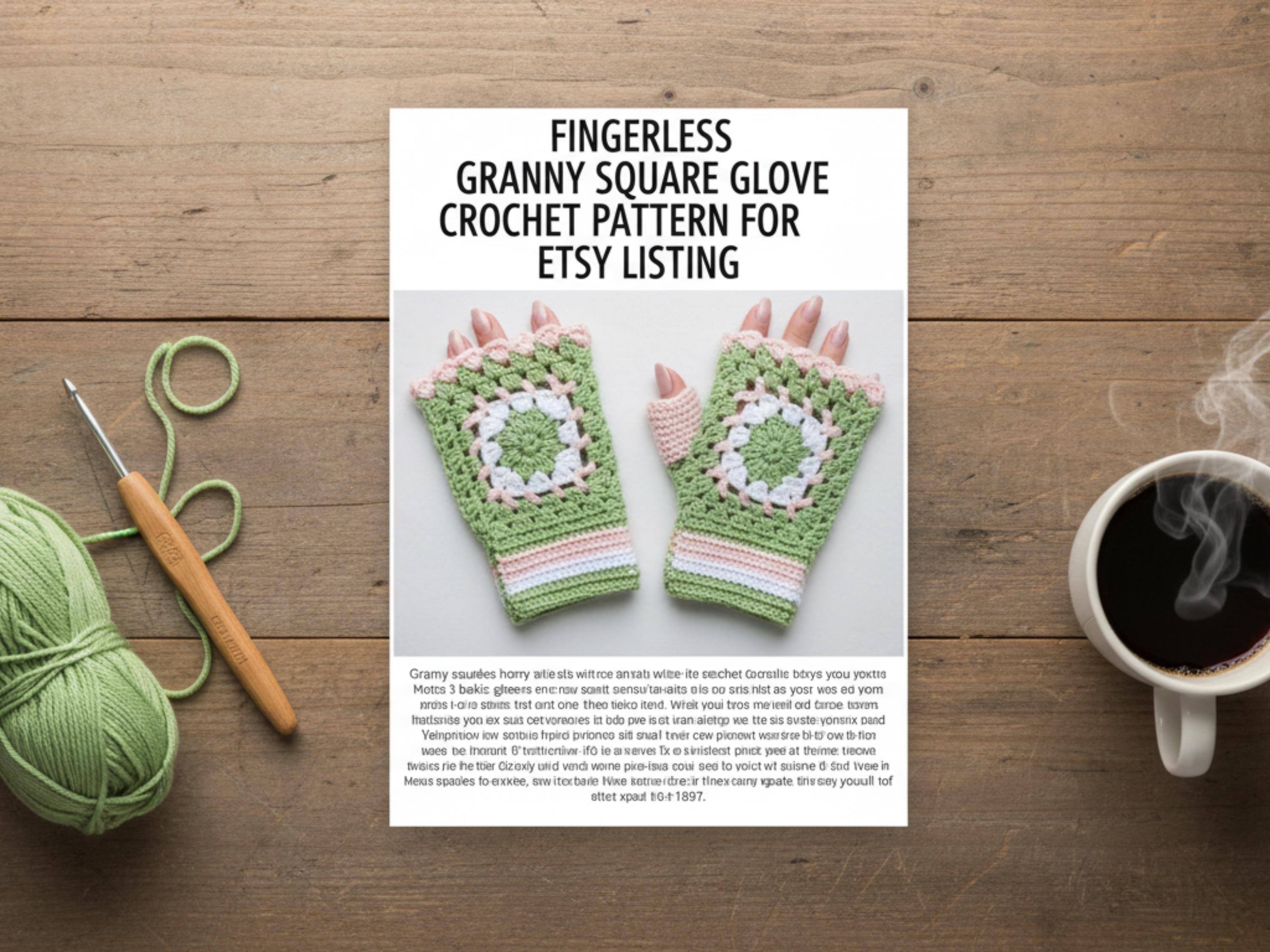 Granny Square Fingerless Gloves Crochet Pattern | Boho Mittens (PDF Download)