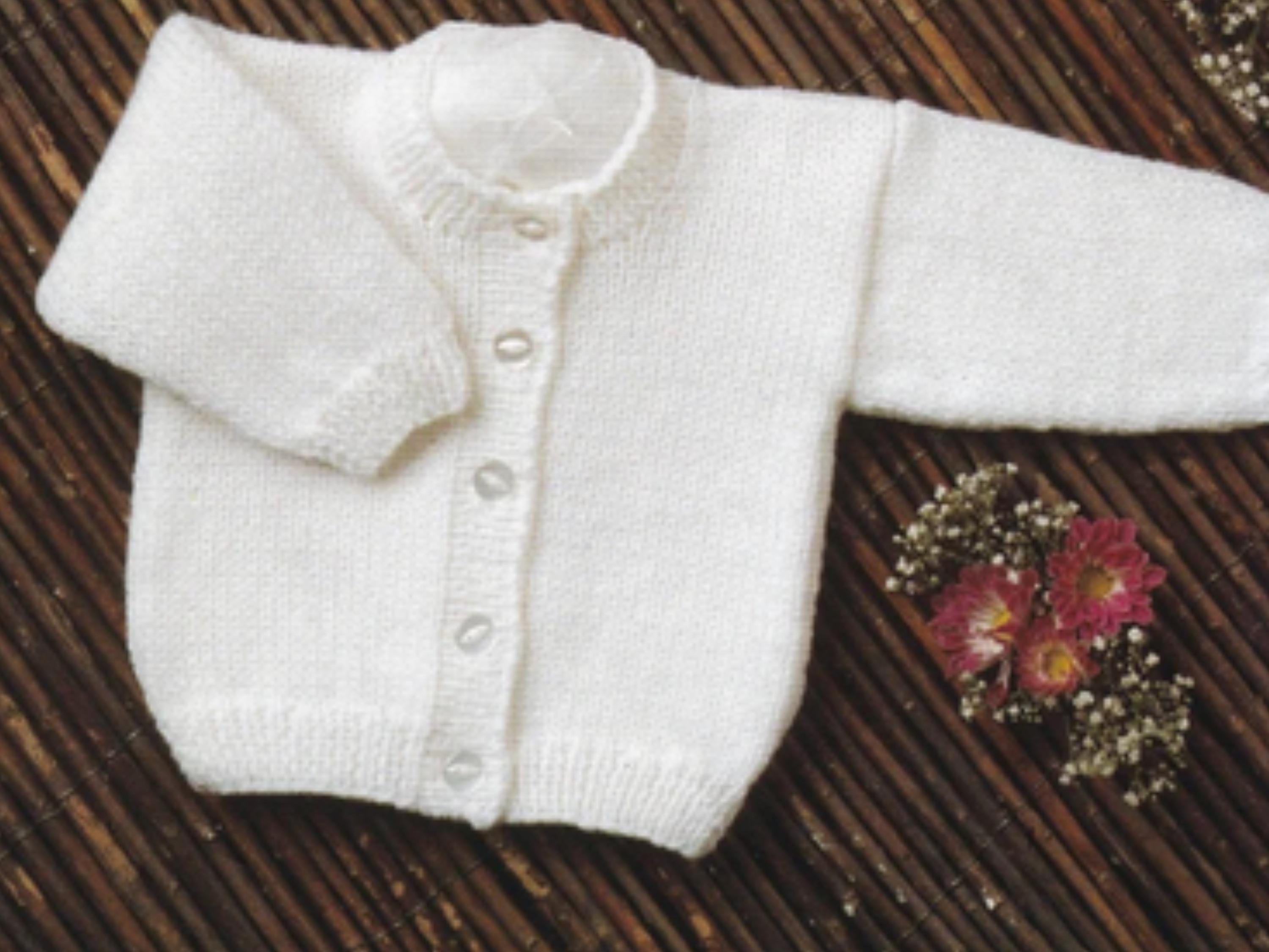 Child's Easy Beginners Cardigan round neck-V Neck Knitting Pattern plain baby cardigan knitting pattern  premature size