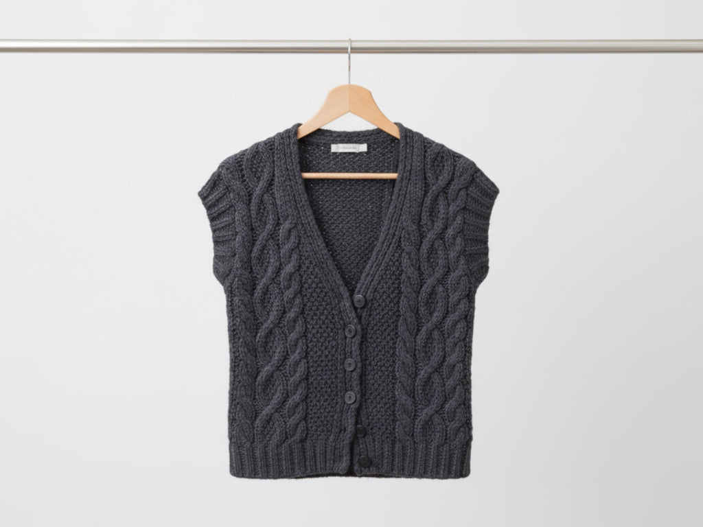 Aran Vest Knitting Pattern, Women's Cable Knit Sleeveless Sweater (PDF)