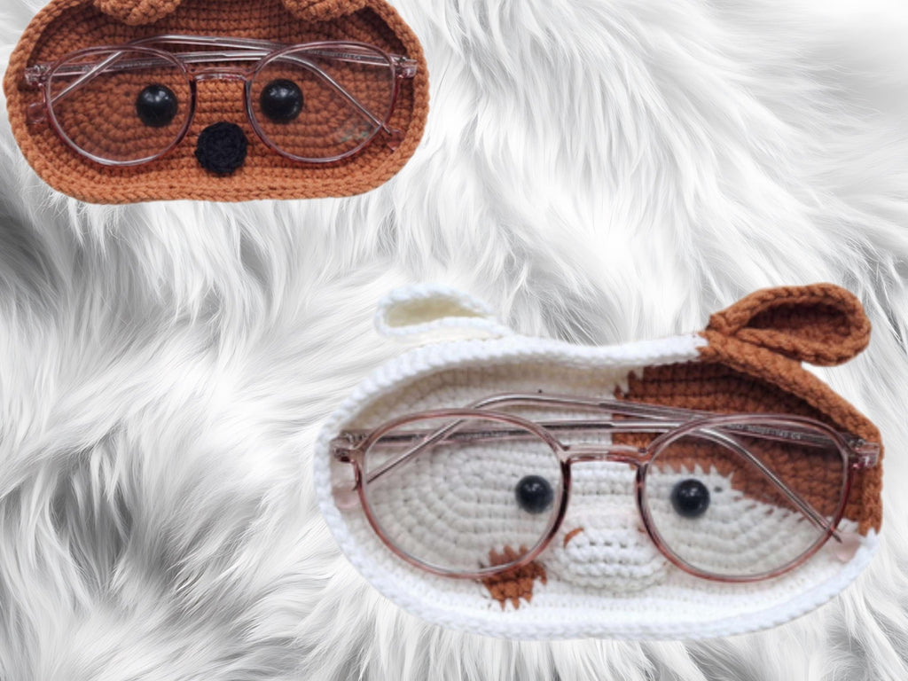Crochet Animal Glasses Holder Patterns: Bear, Cat, Cow, Dog, Frog (PDF Pattern)