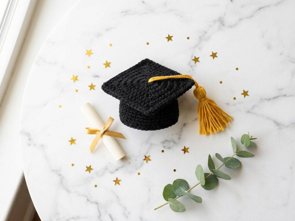 Crochet Graduation Cap Pattern, Class of 2026 Mortarboard, Beginner Keychain Ornament (PDF)