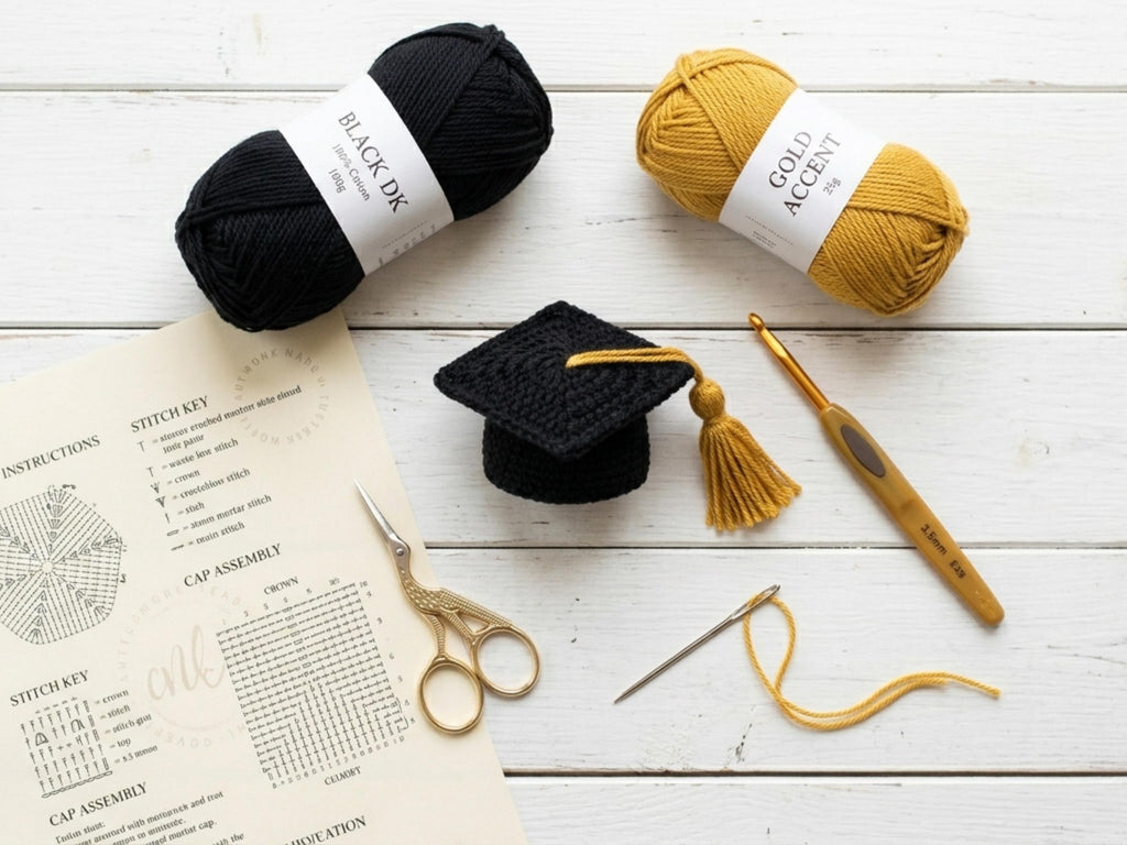 Crochet Graduation Cap Pattern, Class of 2026 Mortarboard, Beginner Keychain Ornament (PDF)