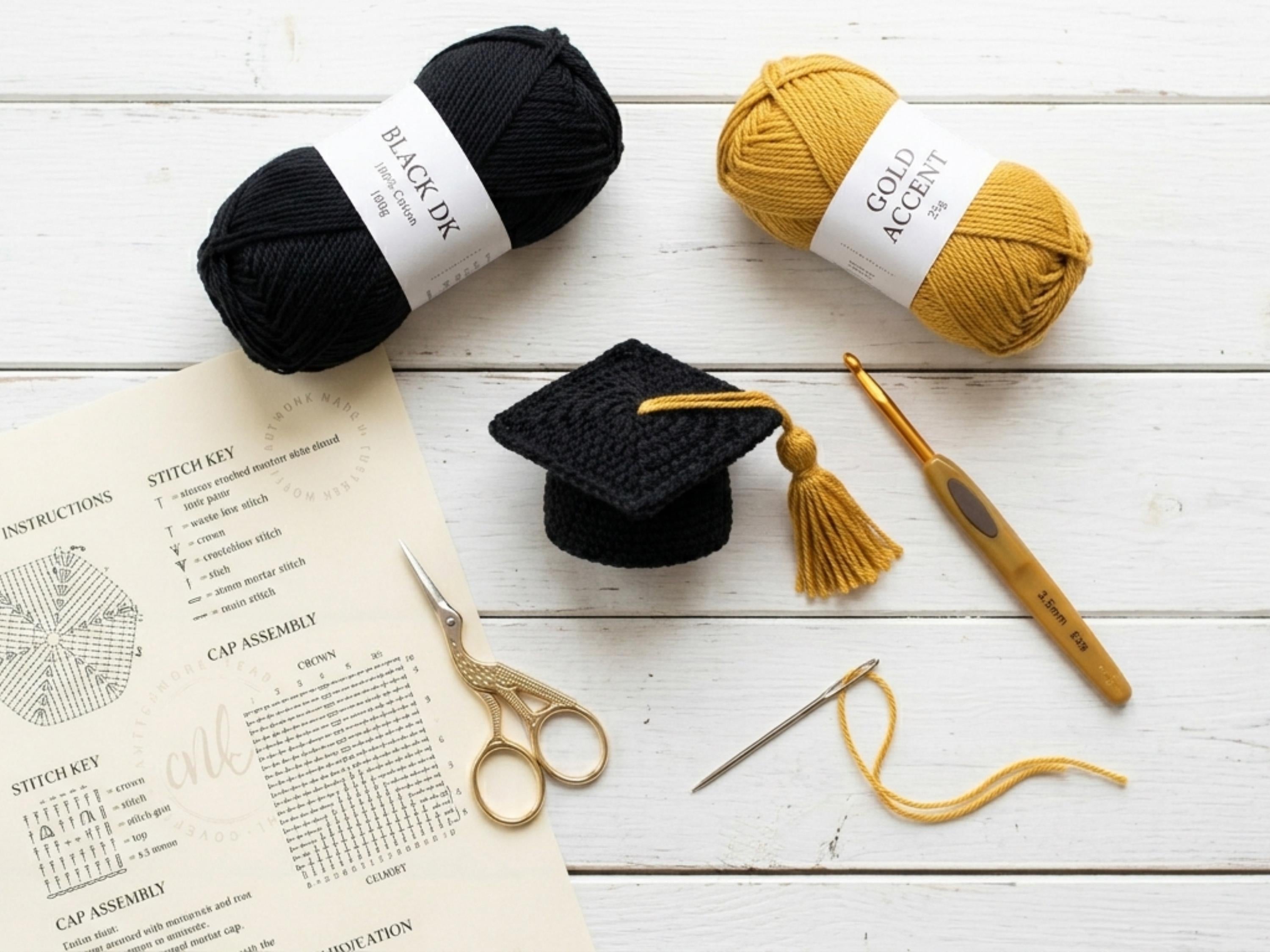 Crochet Graduation Cap Pattern, Class of 2026 Mortarboard, Beginner Keychain Ornament (PDF)