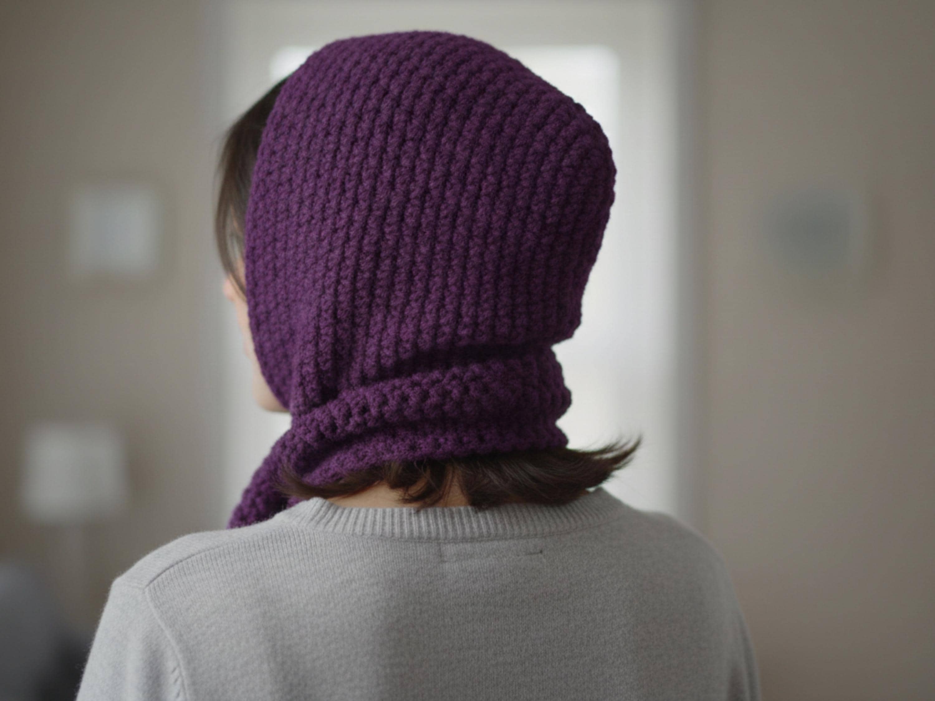 Hooded Scarf Crochet Pattern  - Snood Hood Hat Scarf Easy Knit-PDF Instant download