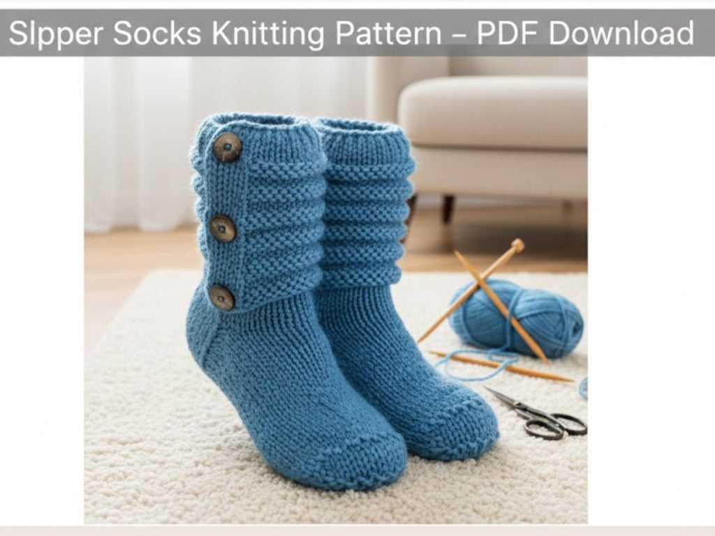 Vintage Knitting Pattern Slipper Socks Boots -Chunky Boots