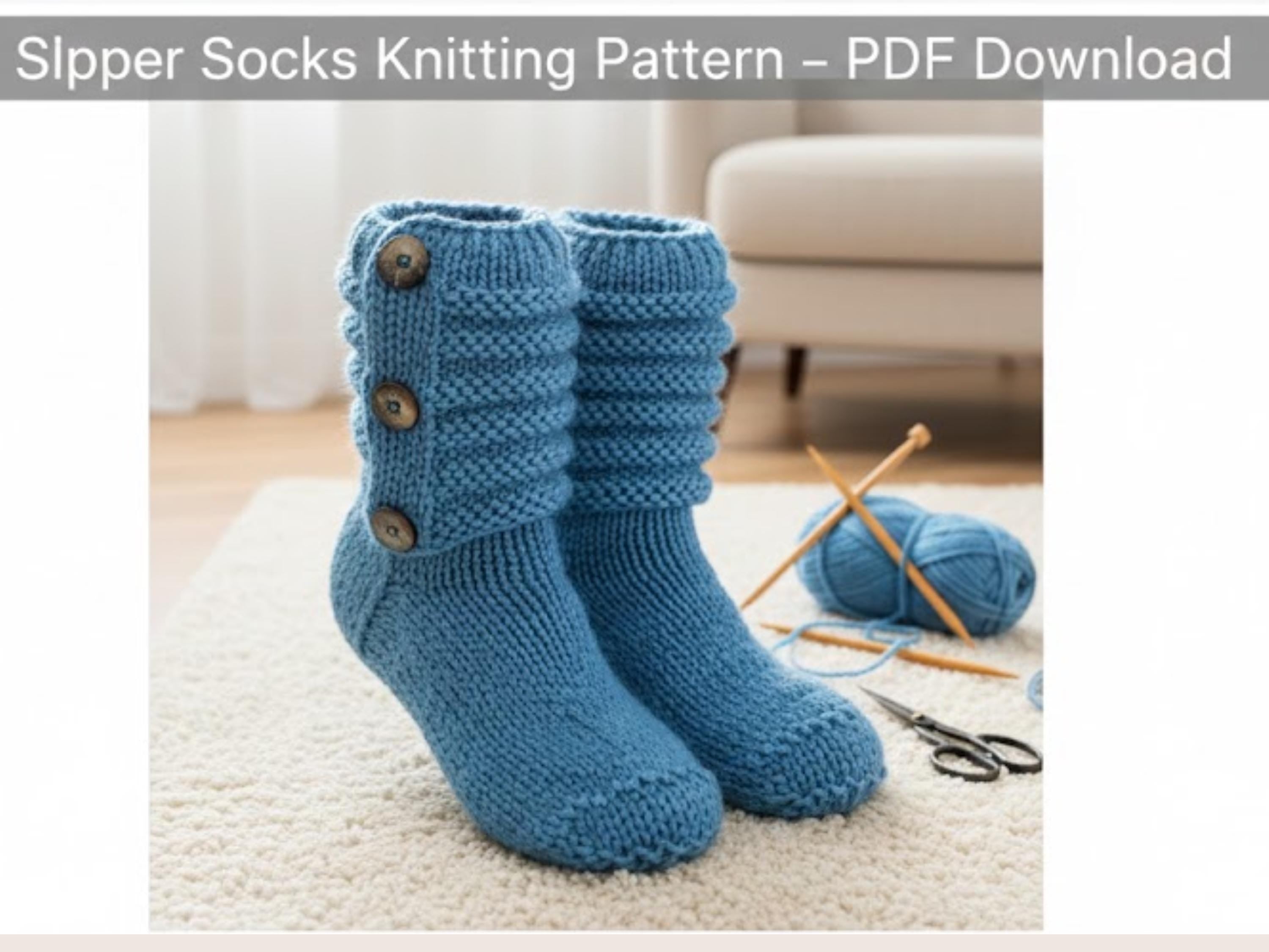 Vintage Knitting Pattern Slipper Socks Boots -Chunky Boots