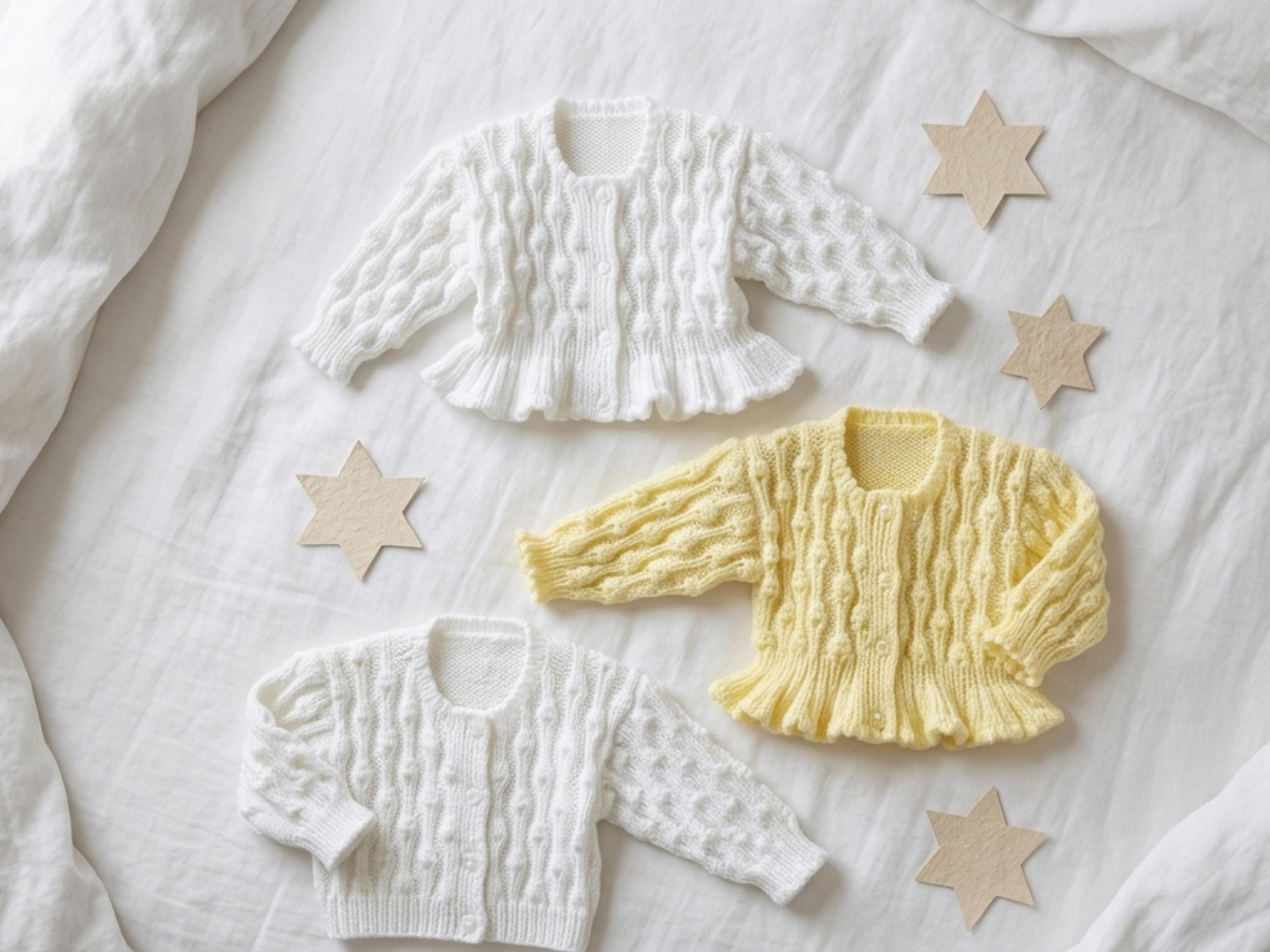 Knitting Patterns for Small Girls Baby Cardigans-Sweater and Cardigans Ruffled Baby Cardigan  DK Weight, 0-24 Months (PDF Download)