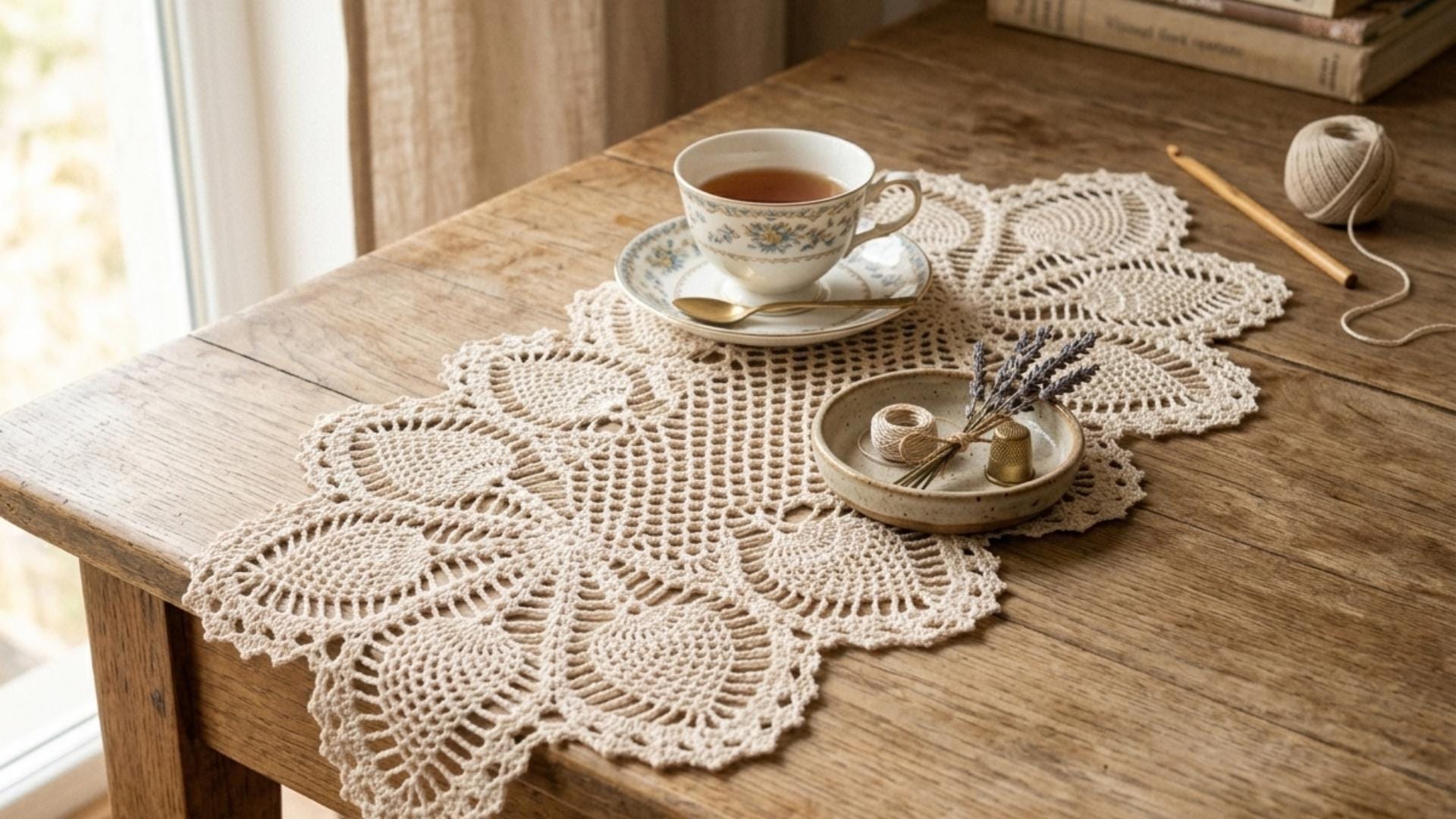 Pineapple Doily Crochet Pattern – Vintage Table Runner (PDF Download)
