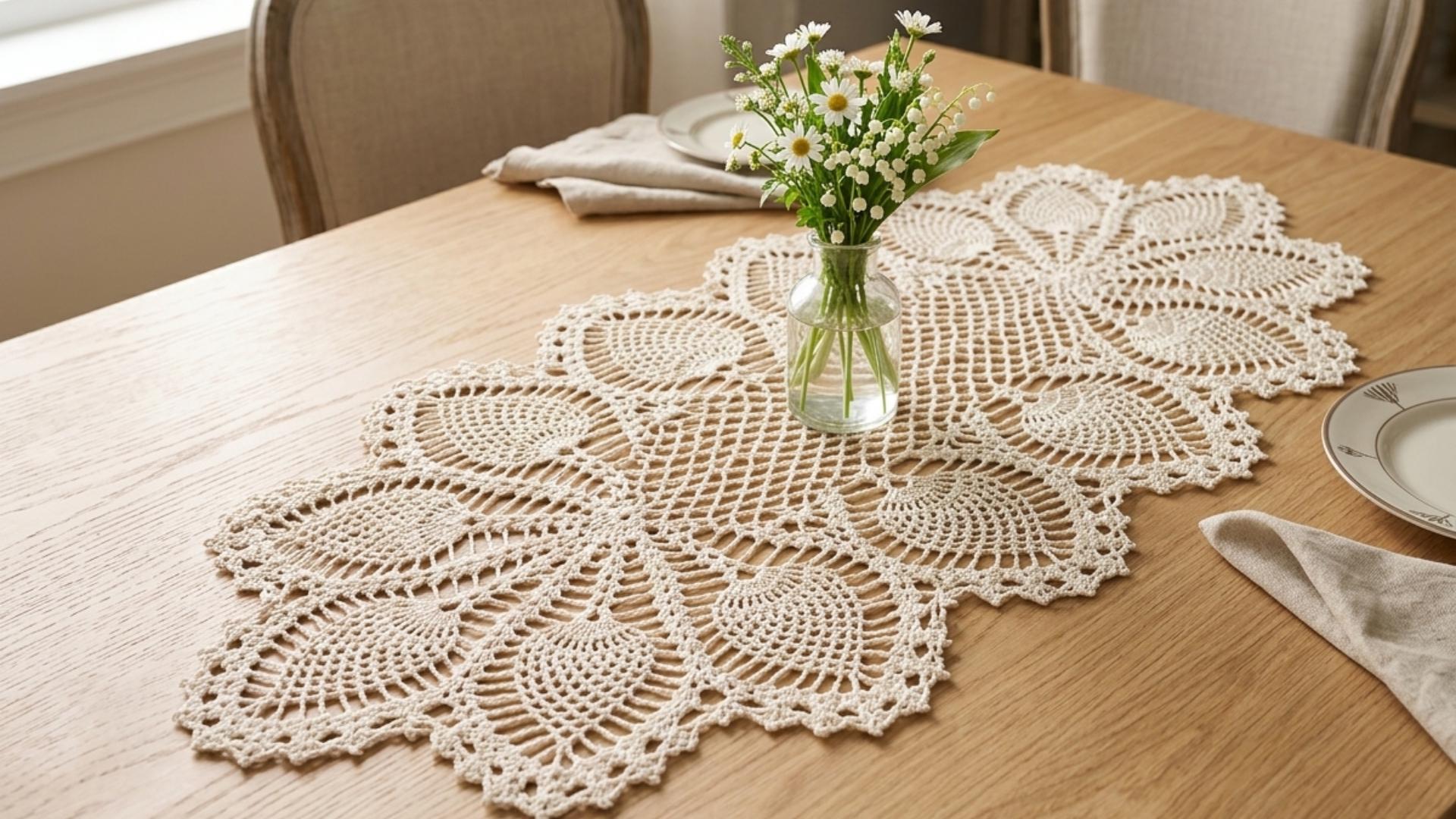 Pineapple Doily Crochet Pattern – Vintage Table Runner (PDF Download)
