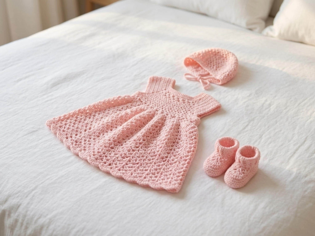 Vintage Baby Girl Crochet Layette Pattern – Dress, Coat, Bonnet (PDF Instant Download)