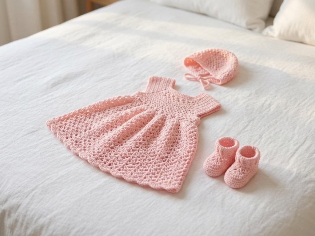 Vintage Baby Girl Crochet Layette Pattern – Dress, Coat, Bonnet (PDF Instant Download)