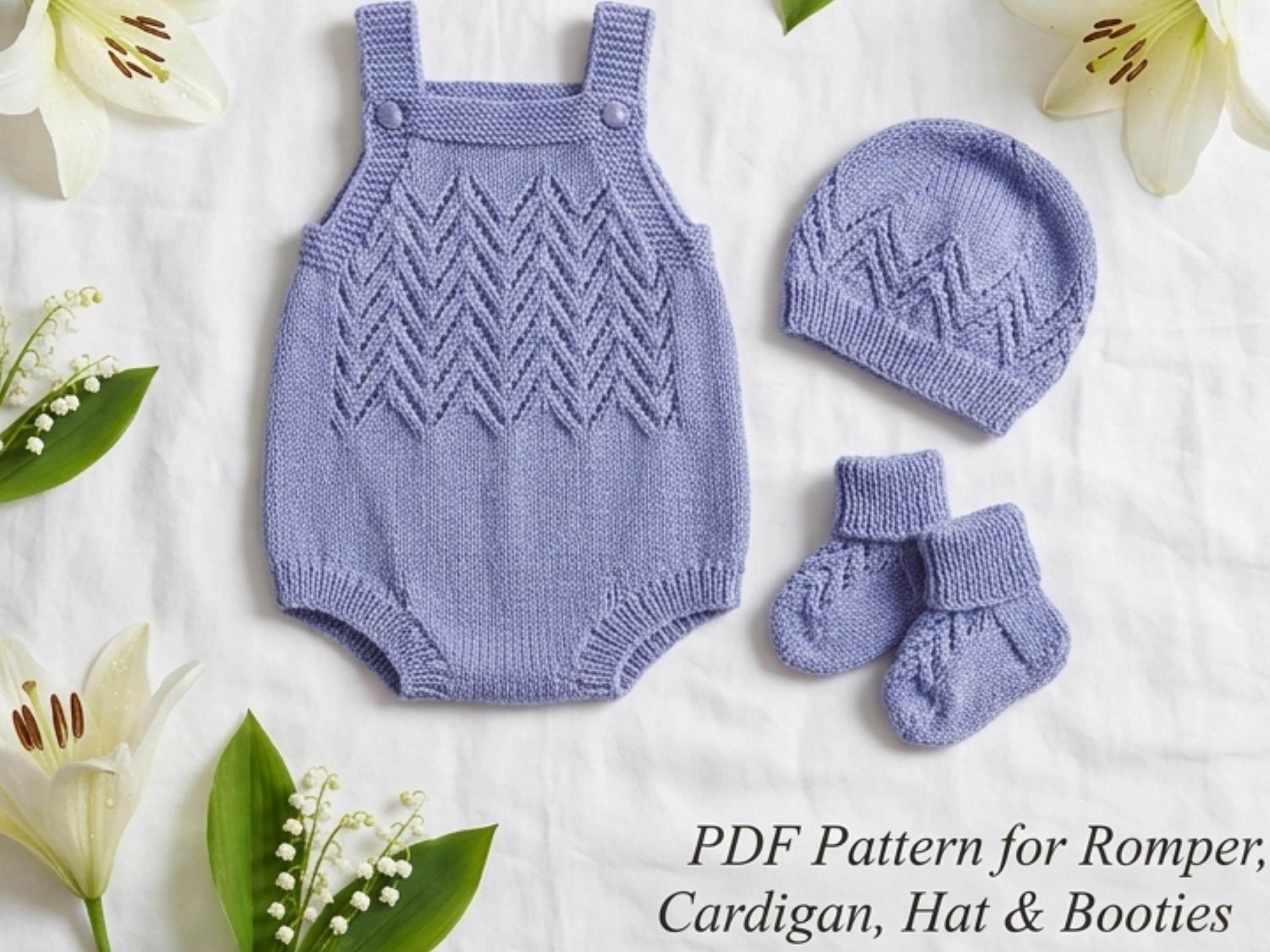 RETIREMENT SALE *Easy Knit Baby Romper Cardigan Sweater Knitting Pattern  Hat & Bootees 4ply 2-12 months