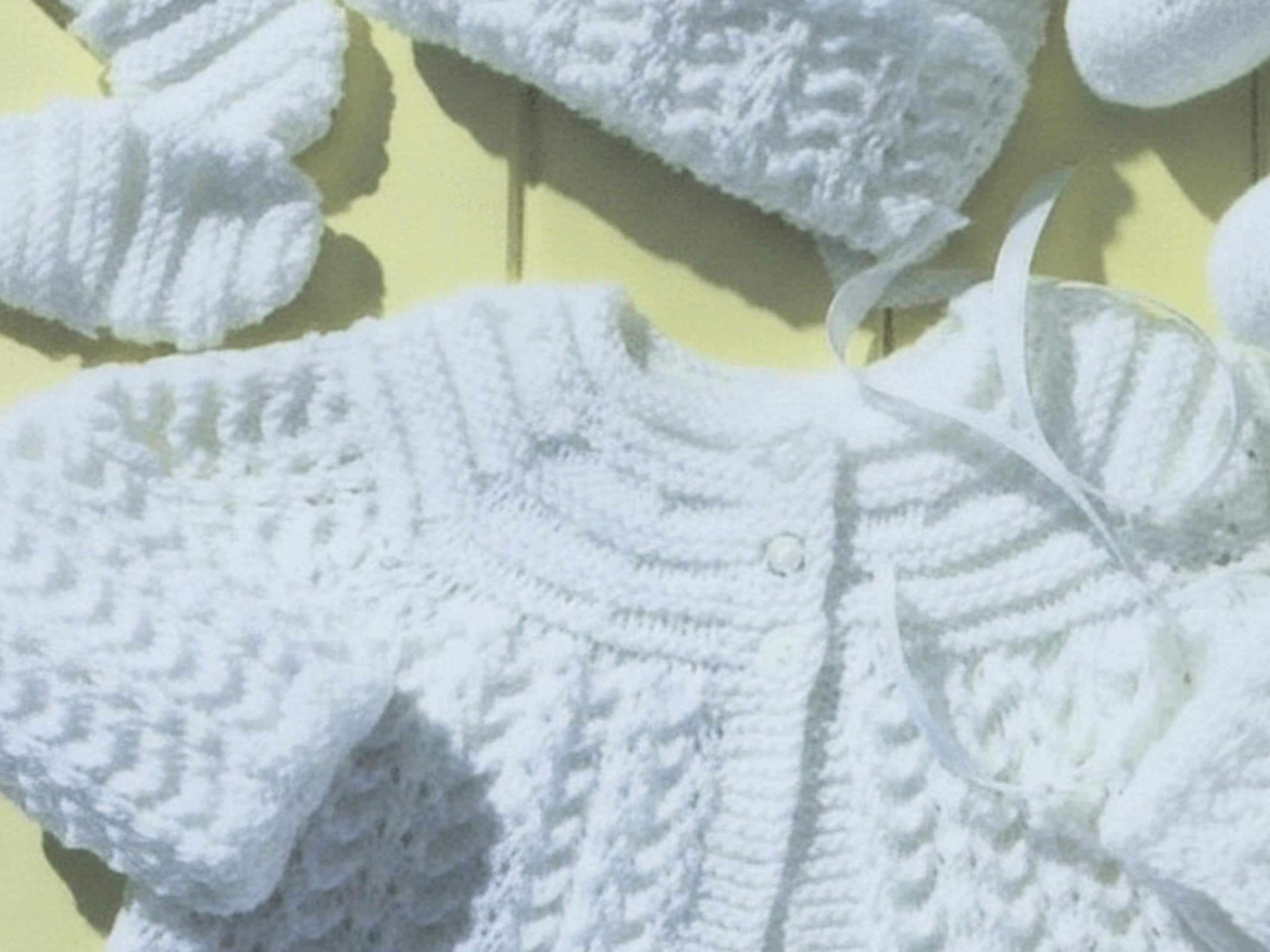 SALE *Baby Knitting Pattern PDF - Matinee coat/Jacket, Mitts, Bonnet and Booties DK