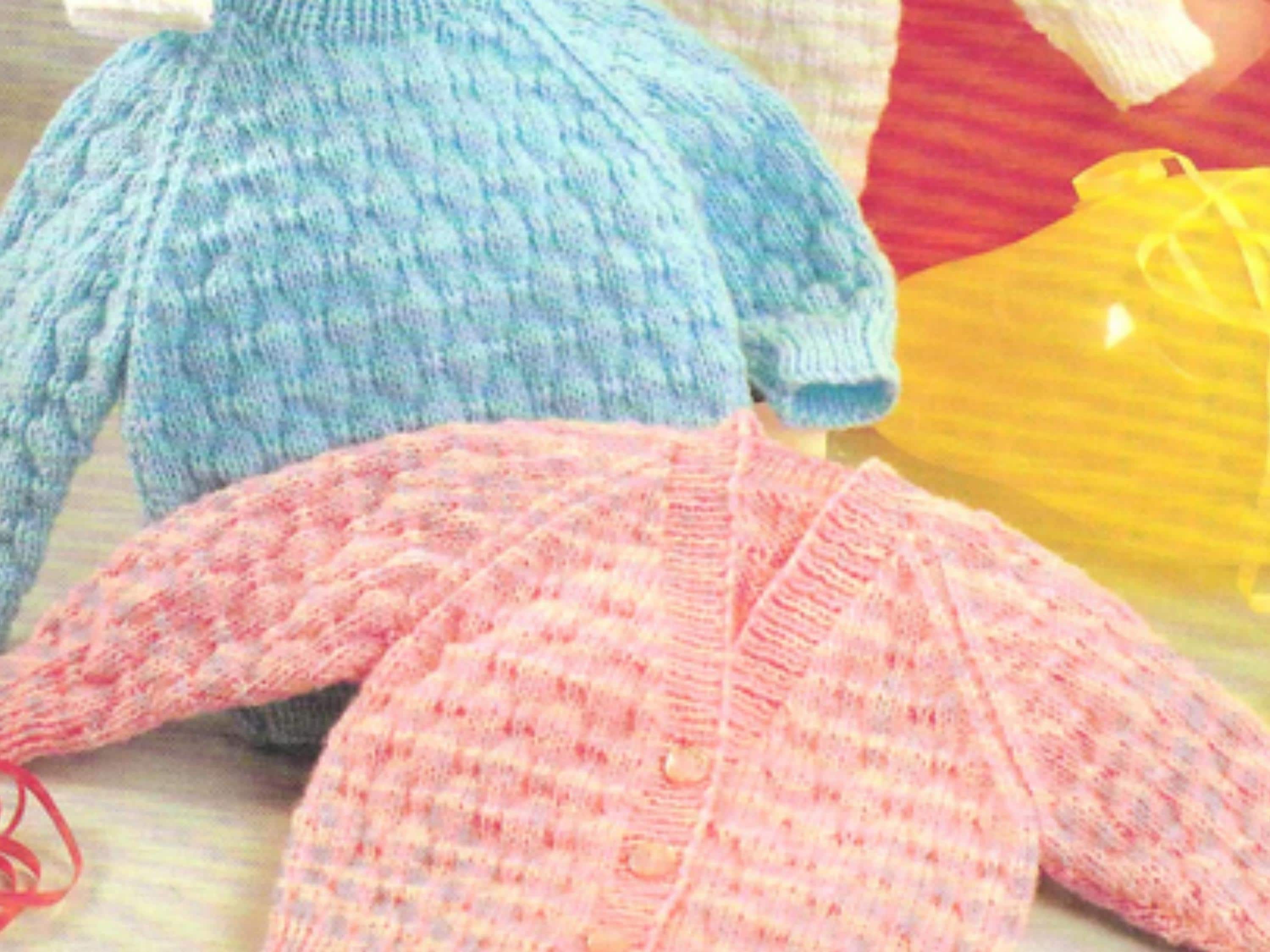 SALE *Baby Bubble Stitch Sweater and Cardigan Knitting Pattern (0-24 Months) – DK Weight PDF