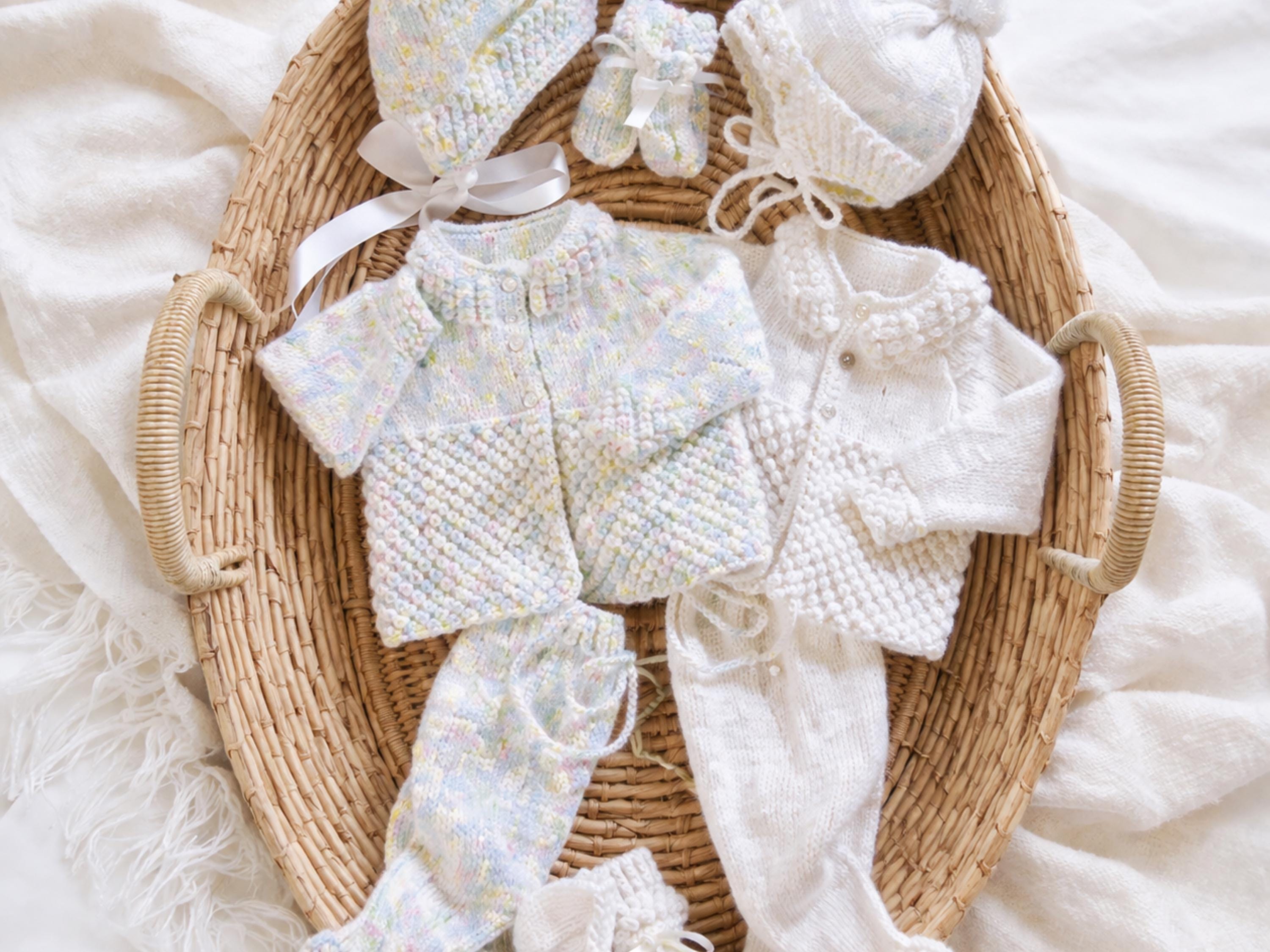 knitting pattern for baby girl or boy cardigan pram blanket and hat set includes premature baby size, dk or 4 ply