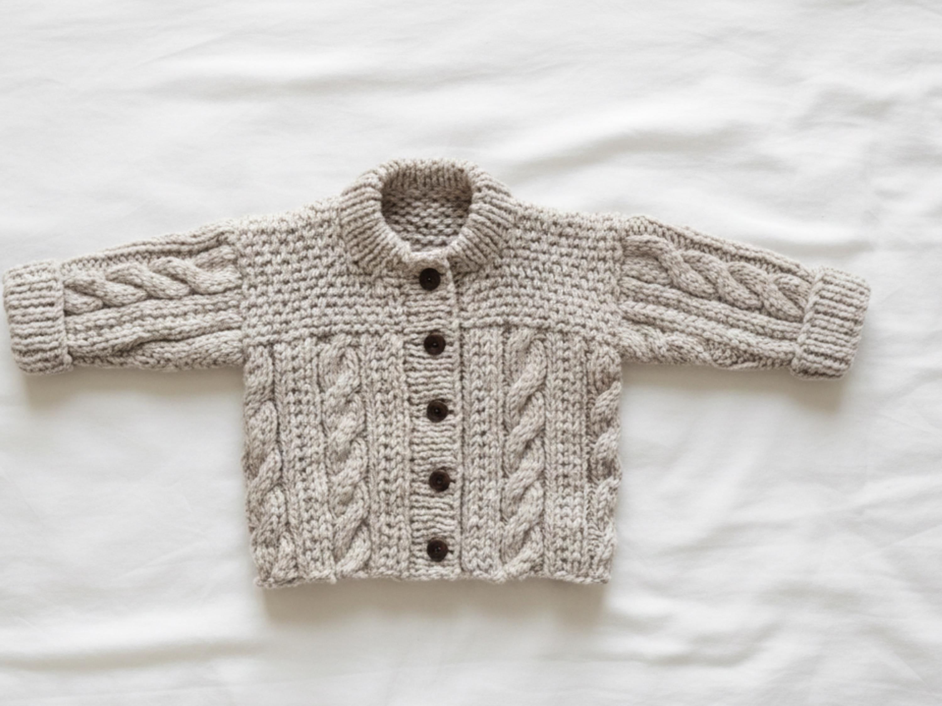 Knitting patterns for boys Vintage Aran Cable Knit Baby Cardigan Pattern (PDF Download)