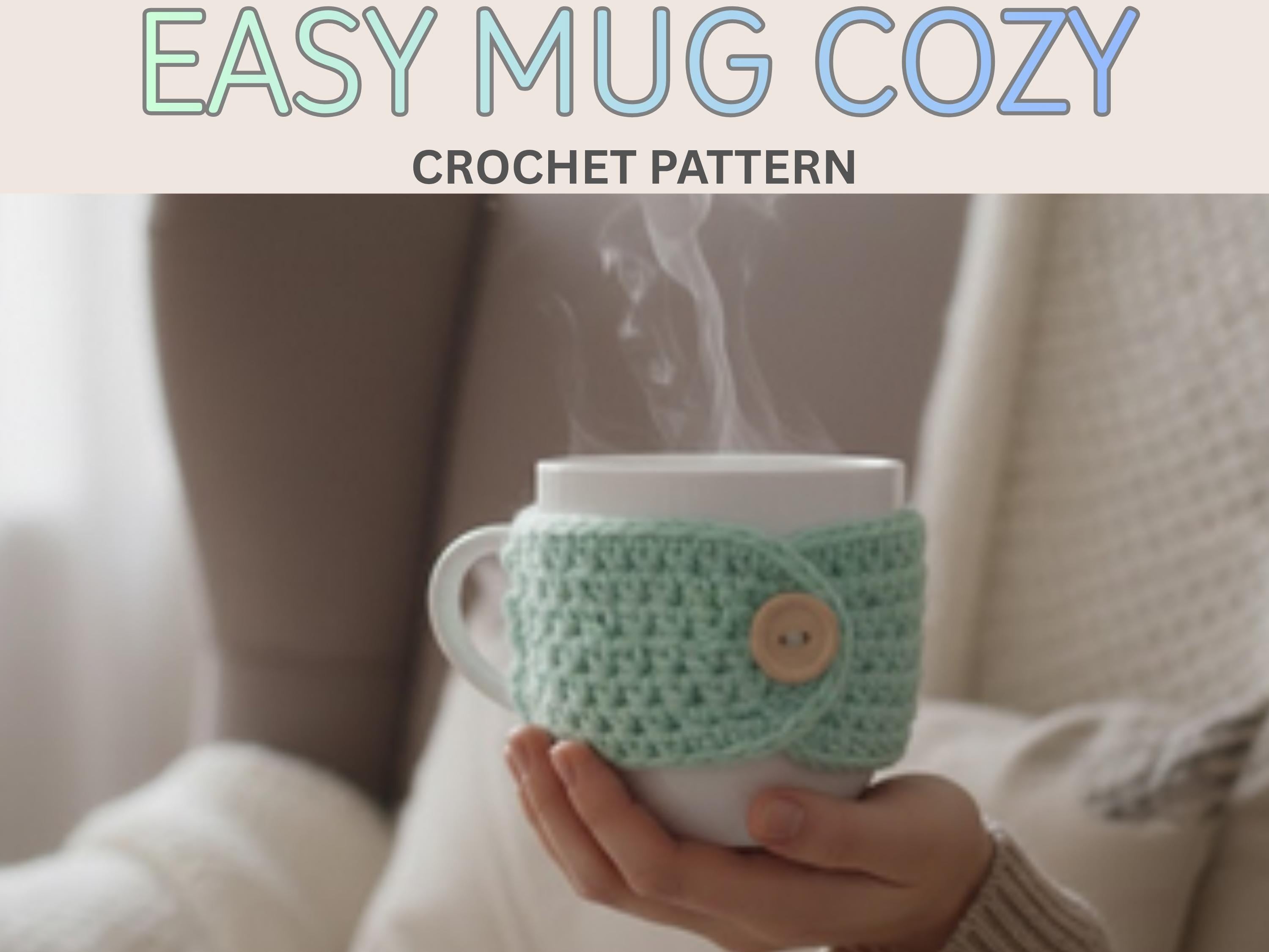 Beginner Crochet Mug Cozy Pattern: Button Coffee Sleeve (PDF Download)