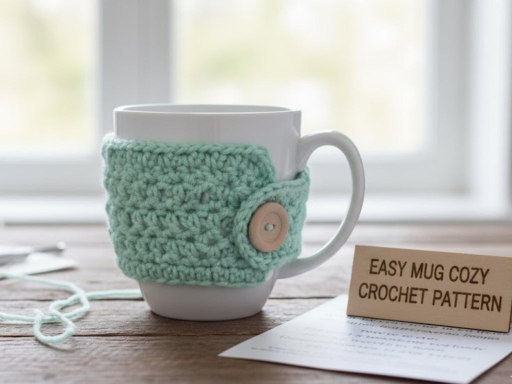 Beginner Crochet Mug Cozy Pattern: Button Coffee Sleeve (PDF Download)