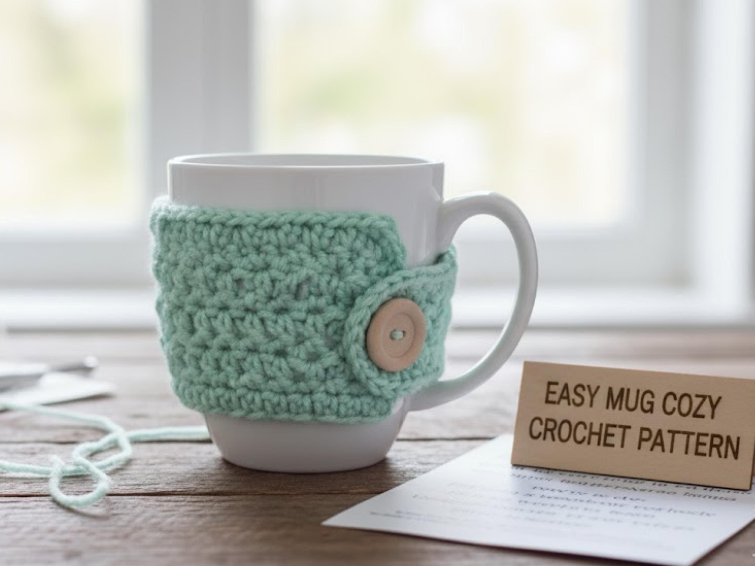 Beginner Crochet Mug Cozy Pattern: Button Coffee Sleeve (PDF Download)
