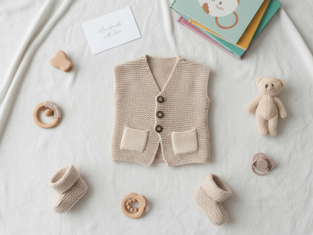 Easy Baby & Toddler Vest Knitting Pattern, Garter Stitch, Pockets, 6 Sizes Newborn-18m, DK/8 Ply PDF